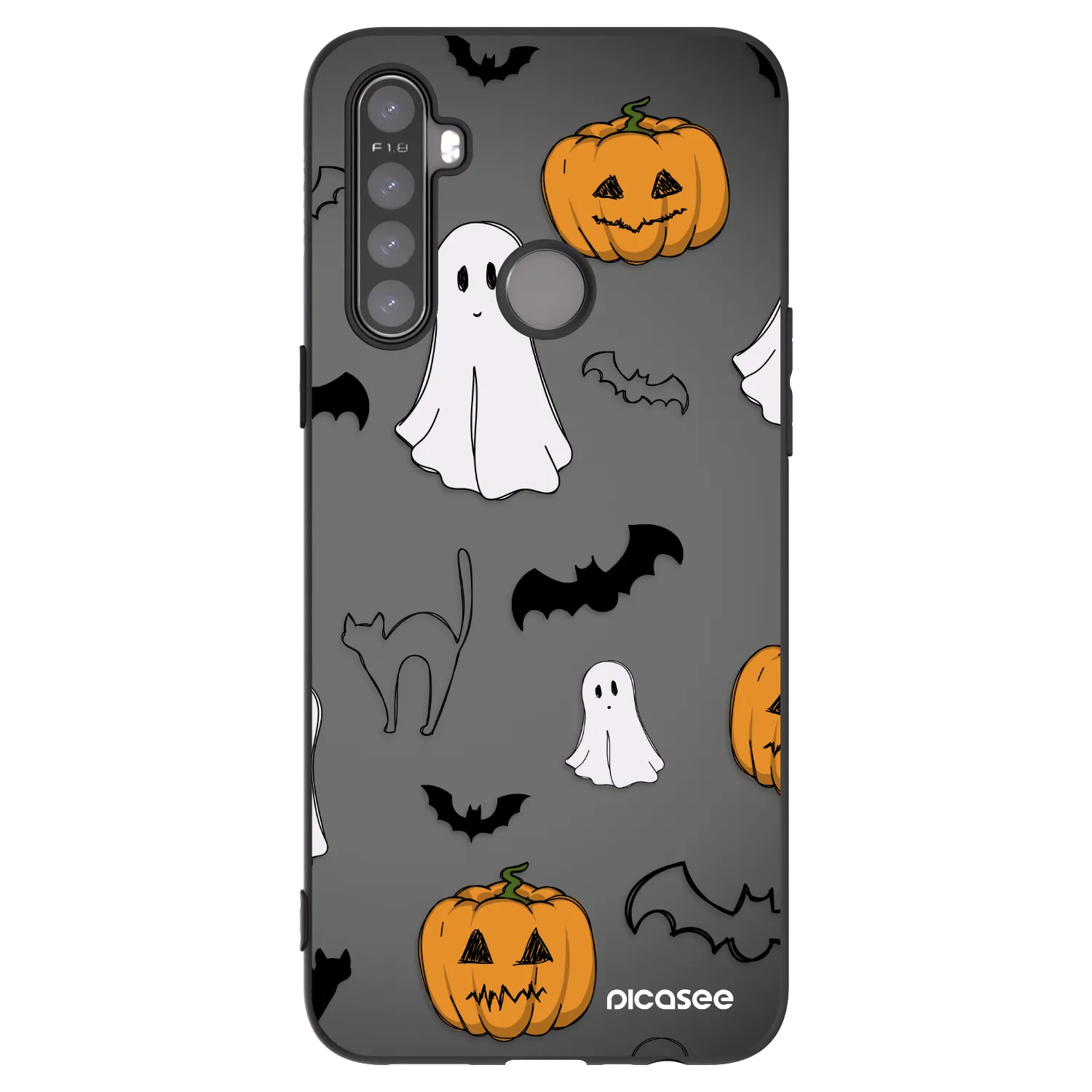 Picasee fekete szilikon tok az alábbi mobiltelefonokra Realme 5 - Spooky crew