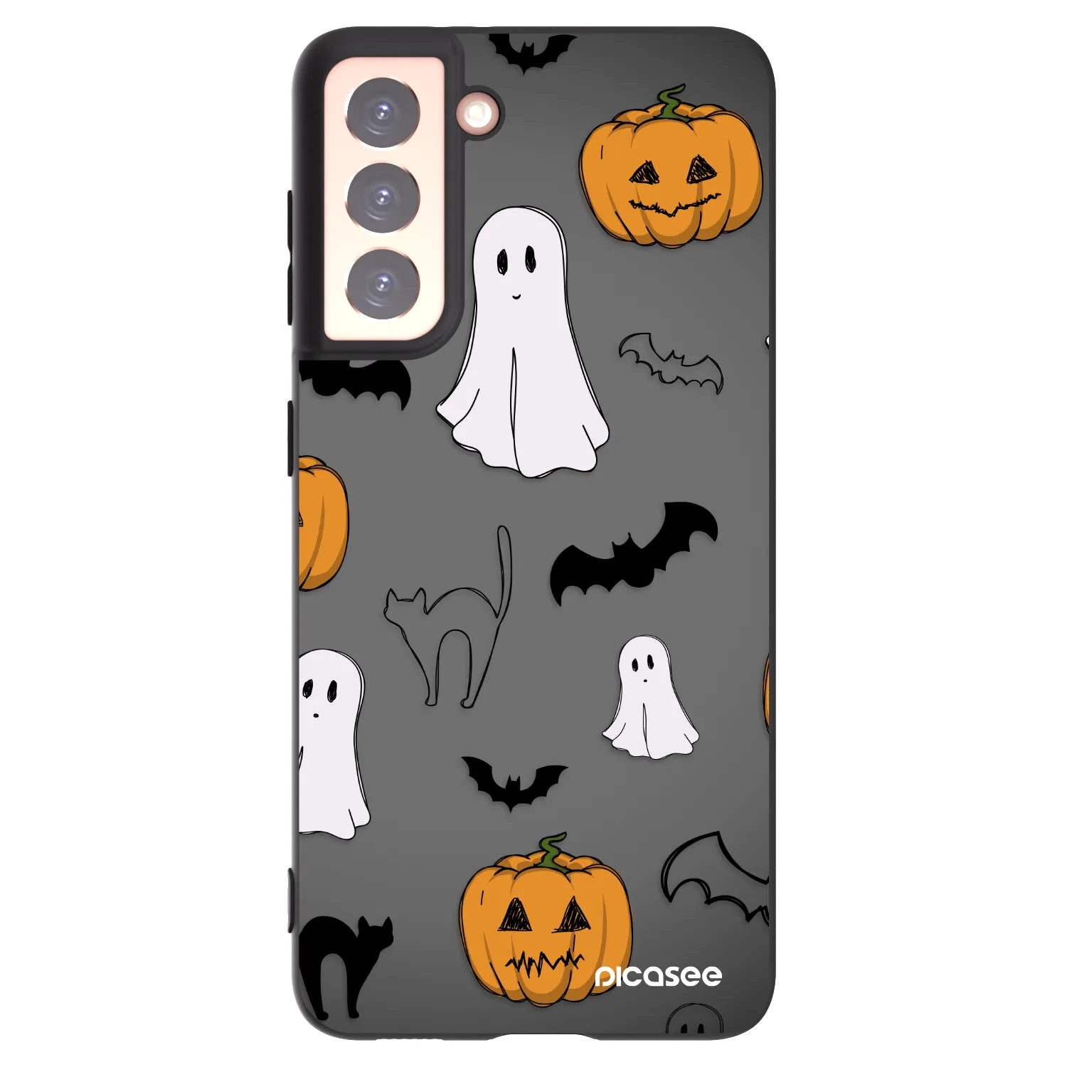 Picasee fekete szilikon tok az alábbi mobiltelefonokra Samsung Galaxy S21 5G G991B - Spooky crew