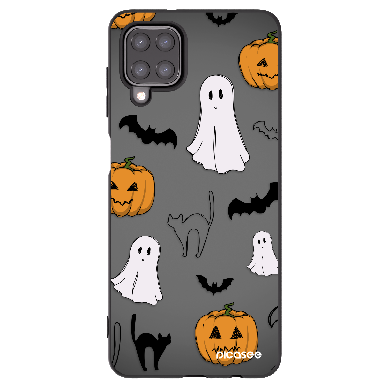 Picasee fekete szilikon tok az alábbi mobiltelefonokra Samsung Galaxy A12 A125F - Spooky crew