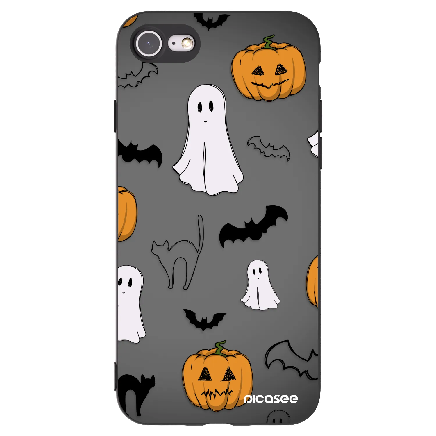 Picasee fekete szilikon tok az alábbi mobiltelefonokra Apple iPhone SE 2022 - Spooky crew