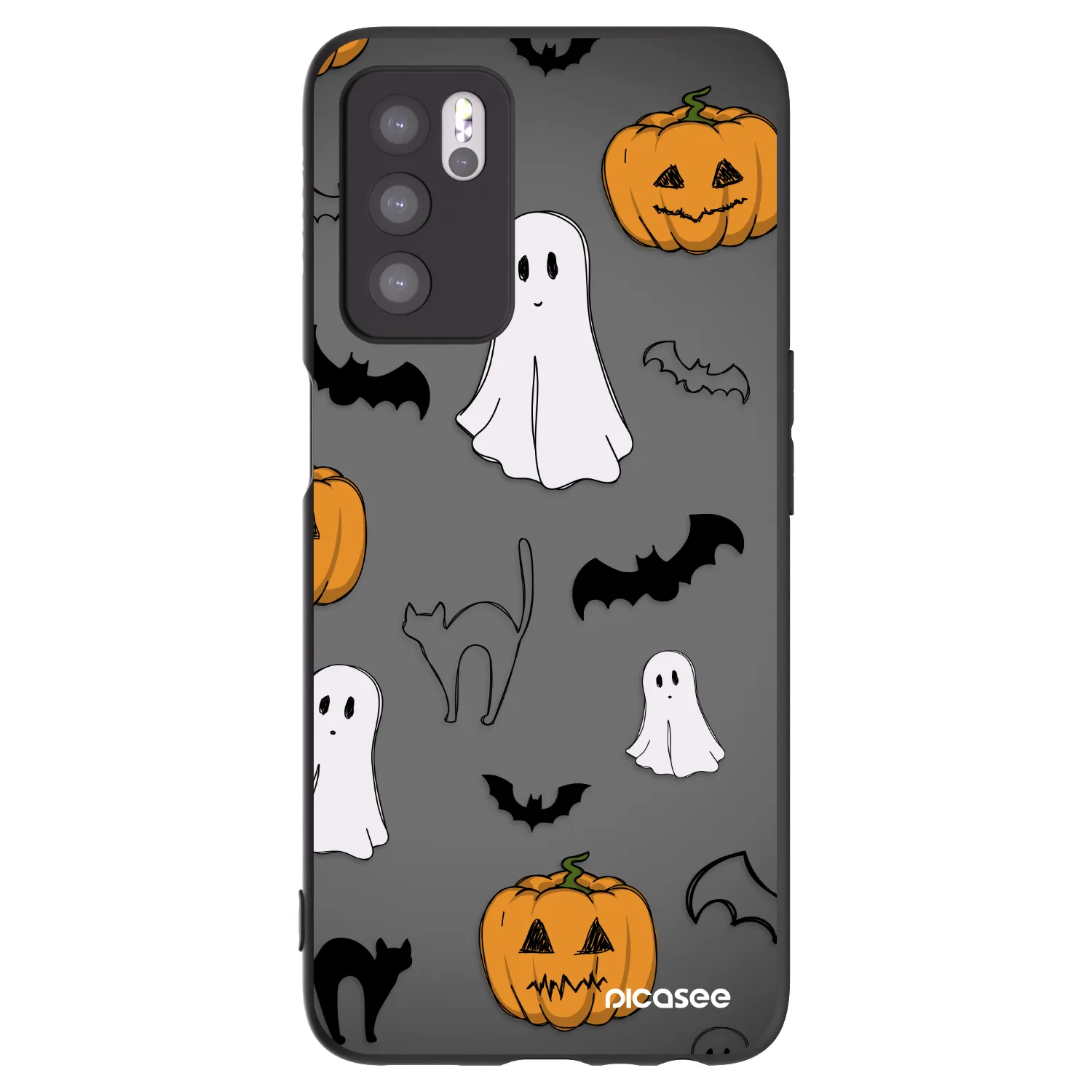 Picasee fekete szilikon tok az alábbi mobiltelefonokra OPPO A16 - Spooky crew