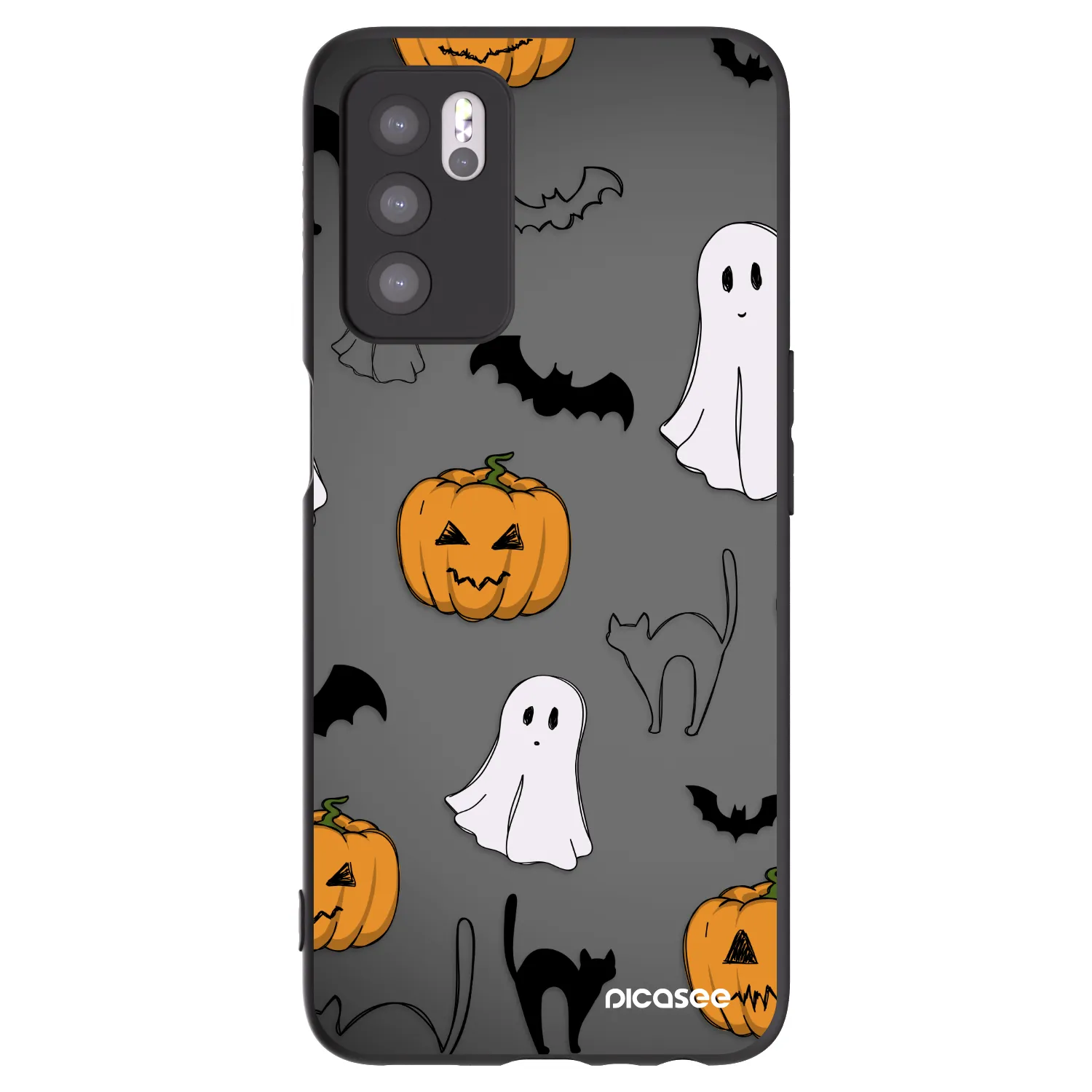 Picasee fekete szilikon tok az alábbi mobiltelefonokra OPPO A16s - Spooky crew
