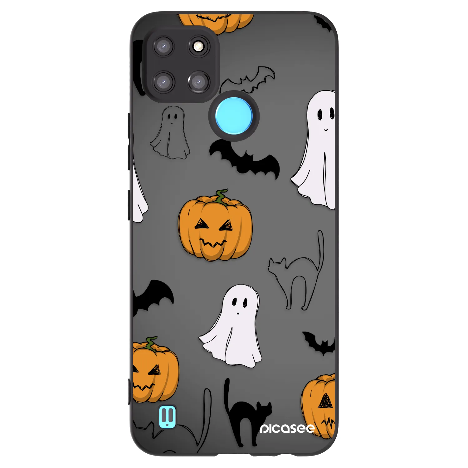 Picasee fekete szilikon tok az alábbi mobiltelefonokra Realme C21Y - Spooky crew