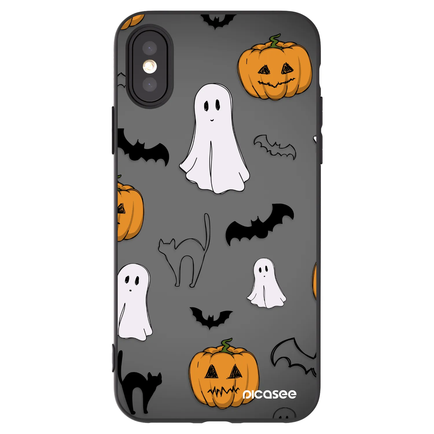 Picasee fekete szilikon tok az alábbi mobiltelefonokra Apple iPhone X/XS - Spooky crew