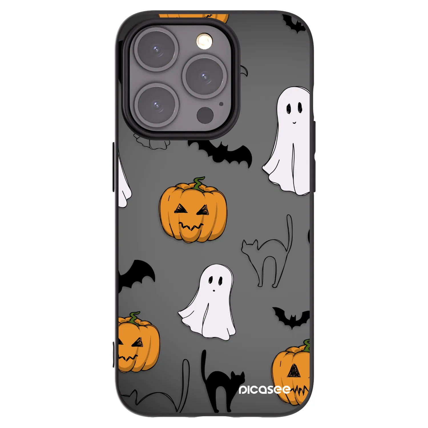 Picasee fekete szilikon tok az alábbi mobiltelefonokra Apple iPhone 15 Pro - Spooky crew