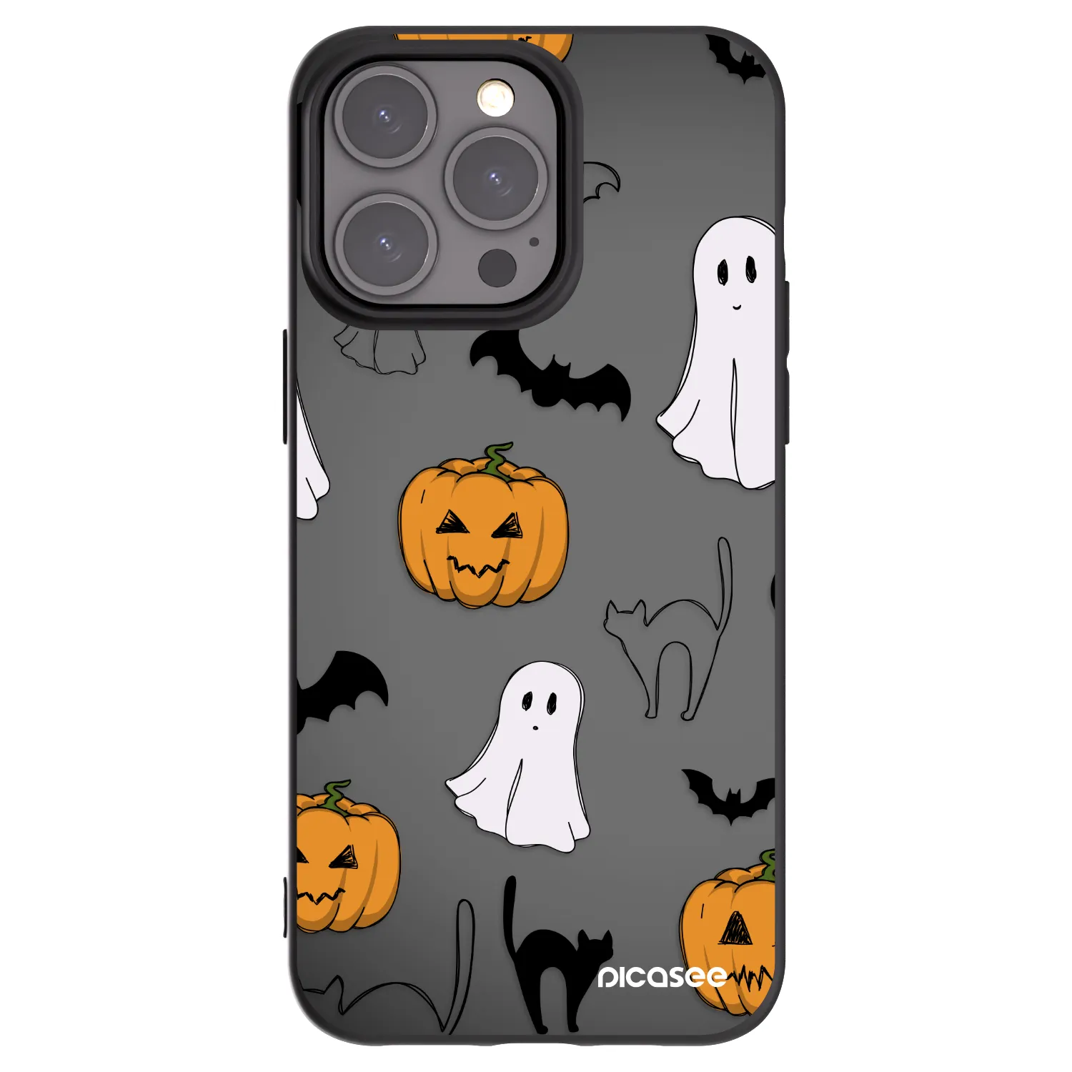 Picasee fekete szilikon tok az alábbi mobiltelefonokra Apple iPhone 15 Pro Max - Spooky crew