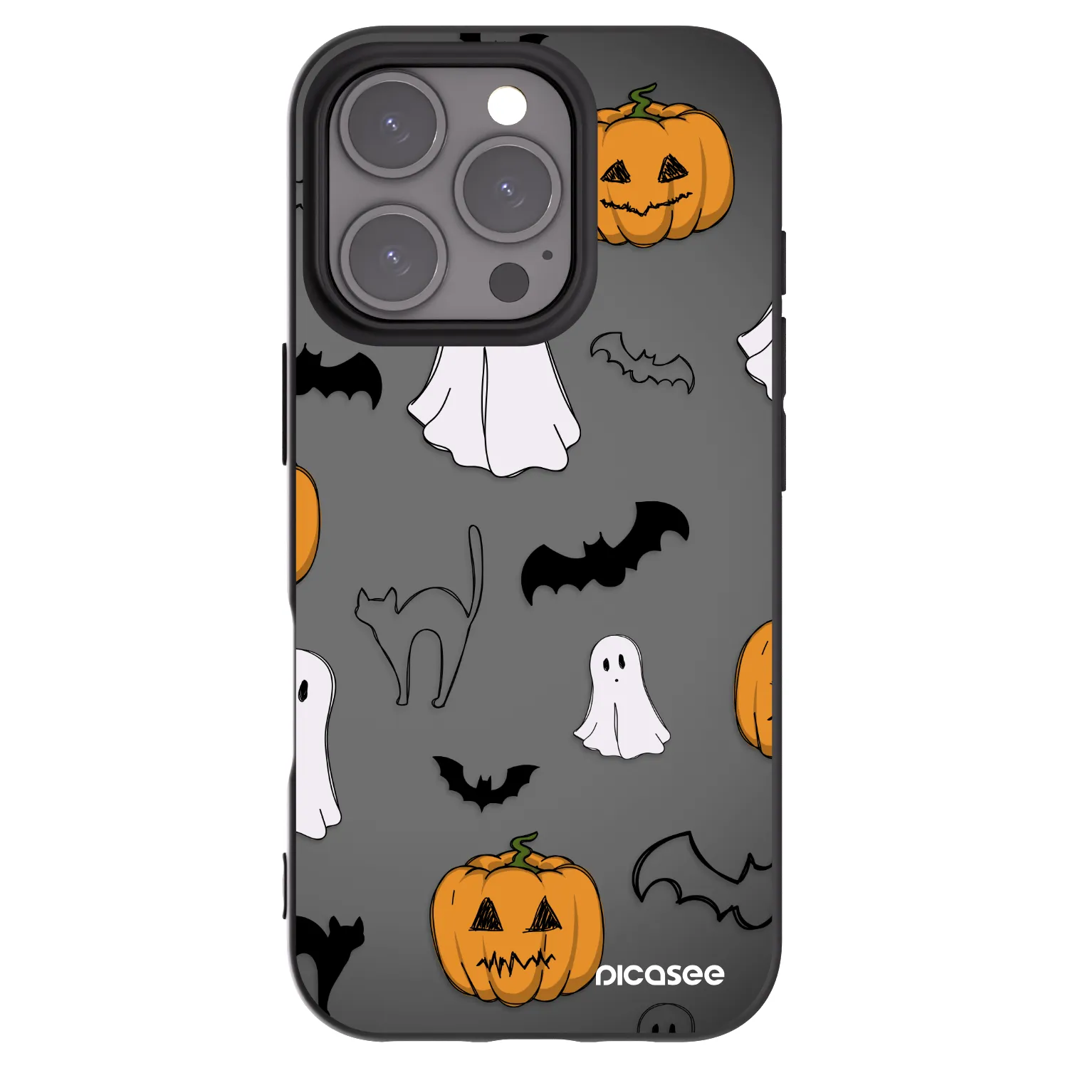 Picasee fekete szilikon tok az alábbi mobiltelefonokra Apple iPhone 16 Pro - Spooky crew
