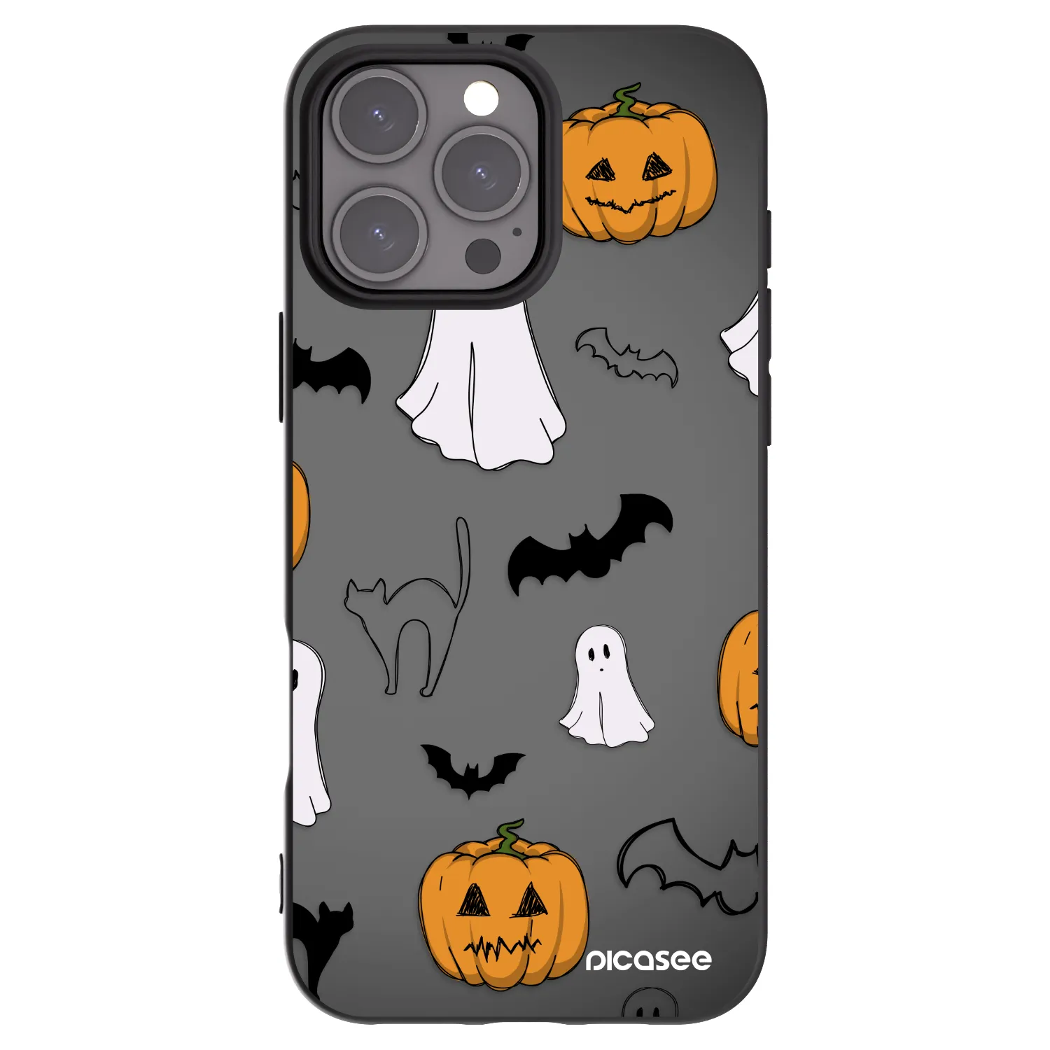 Picasee fekete szilikon tok az alábbi mobiltelefonokra Apple iPhone 16 Pro Max - Spooky crew