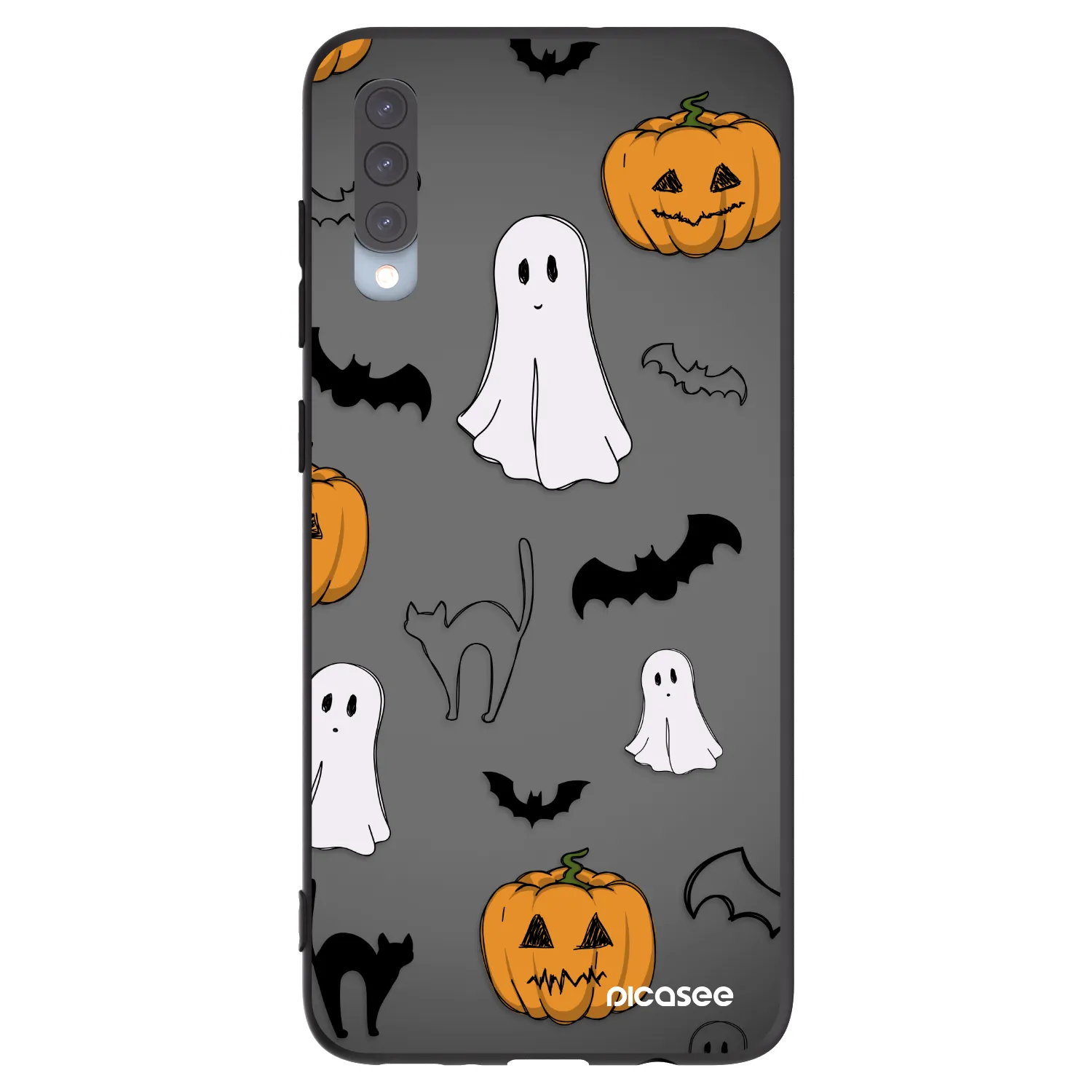 Picasee fekete szilikon tok az alábbi mobiltelefonokra Samsung Galaxy A70 A705F - Spooky crew