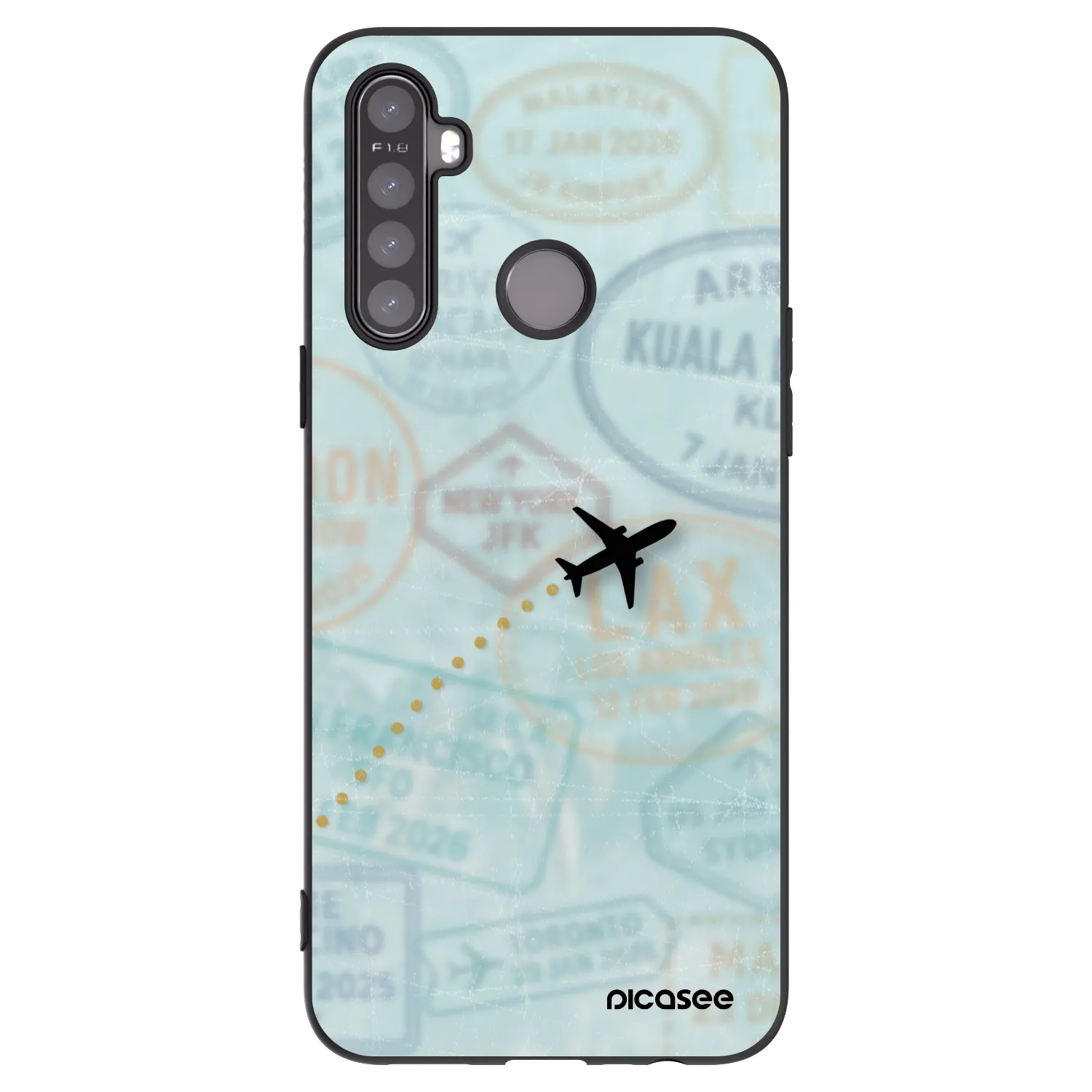 Picasee fekete szilikon tok az alábbi mobiltelefonokra Realme 6i - FLIGHT PATH