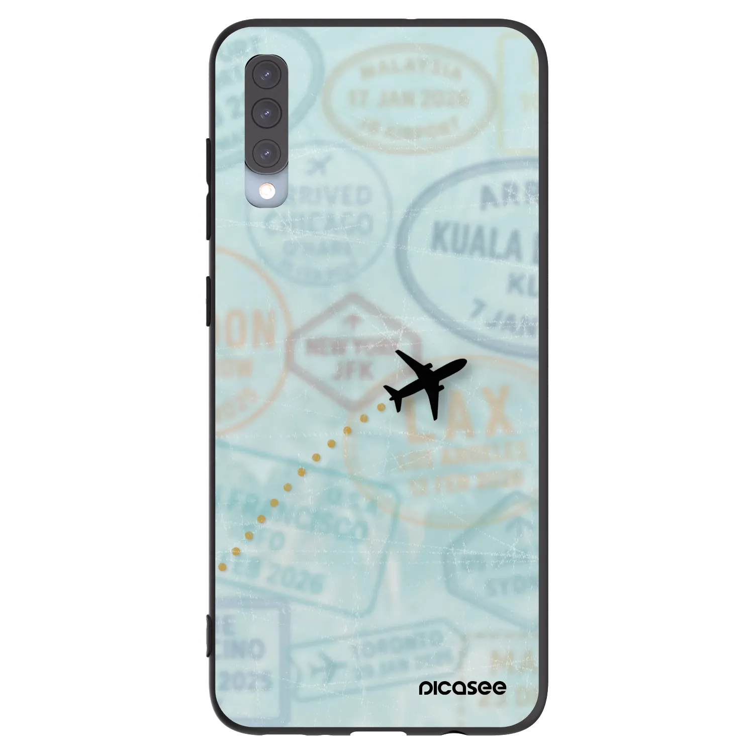 Picasee fekete szilikon tok az alábbi mobiltelefonokra Samsung Galaxy A70 A705F - FLIGHT PATH