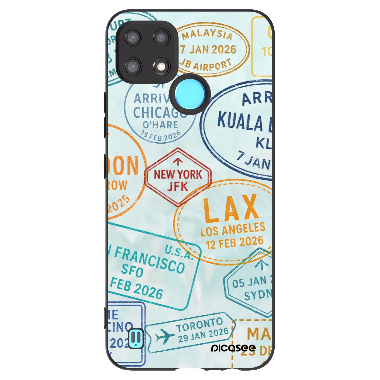 Picasee fekete szilikon tok az alábbi mobiltelefonokra Realme C21 - PASSPORT EDITION