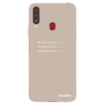 Picasee átlátszó szilikon tok az alábbi mobiltelefonokra Samsung Galaxy A20s - Positive Vibes