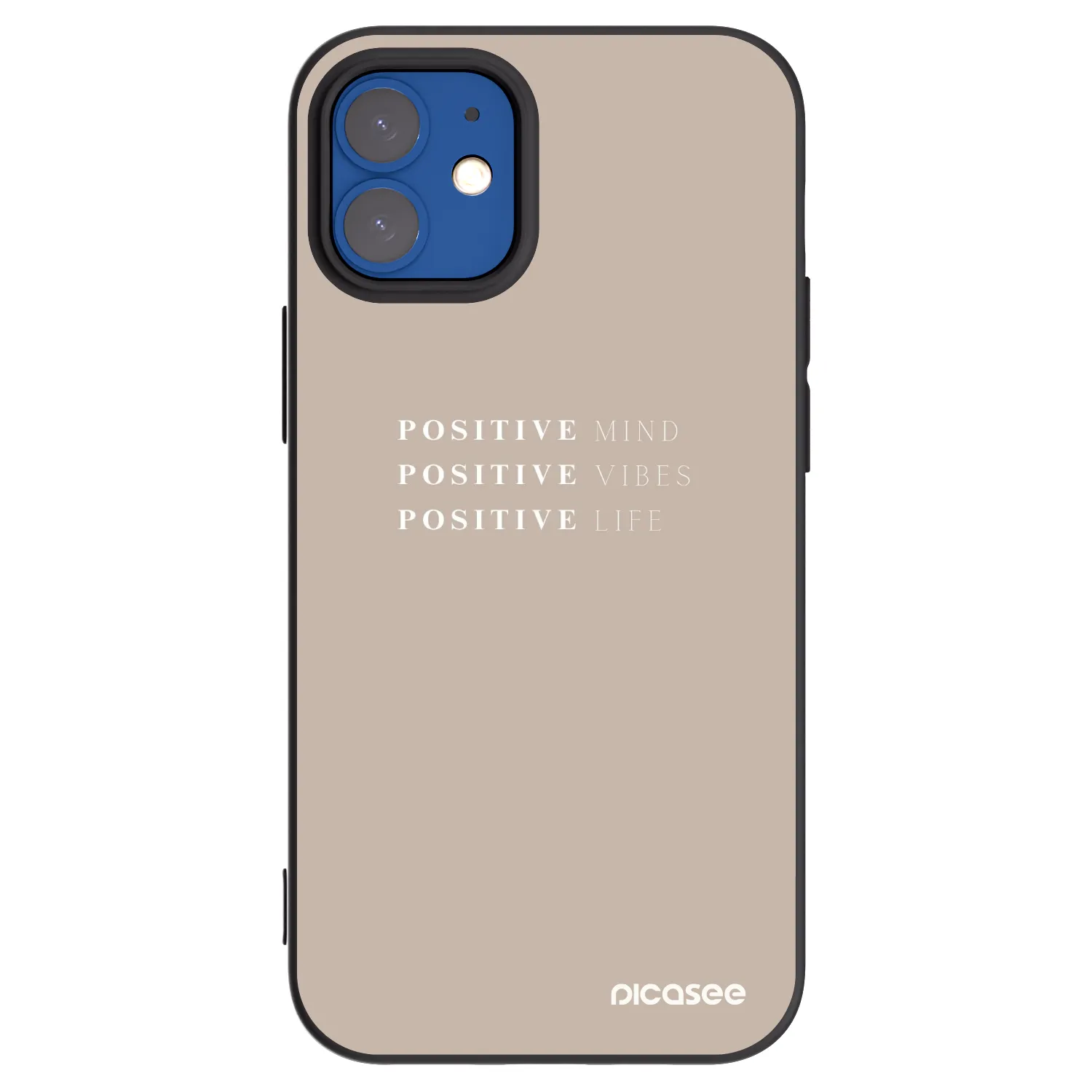 Picasee fekete szilikon tok az alábbi mobiltelefonokra Apple iPhone 12 mini - Positive Vibes