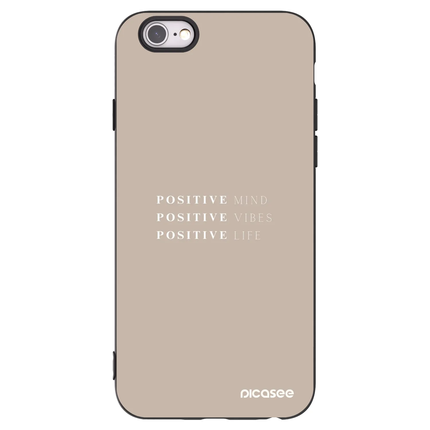 Picasee fekete szilikon tok az alábbi mobiltelefonokra Apple iPhone 6/6S - Positive Vibes
