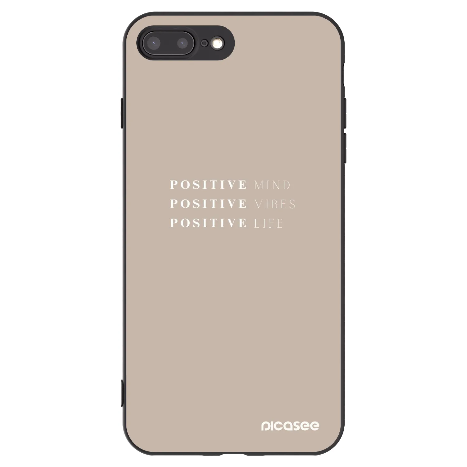 Picasee fekete szilikon tok az alábbi mobiltelefonokra Apple iPhone 8 Plus - Positive Vibes