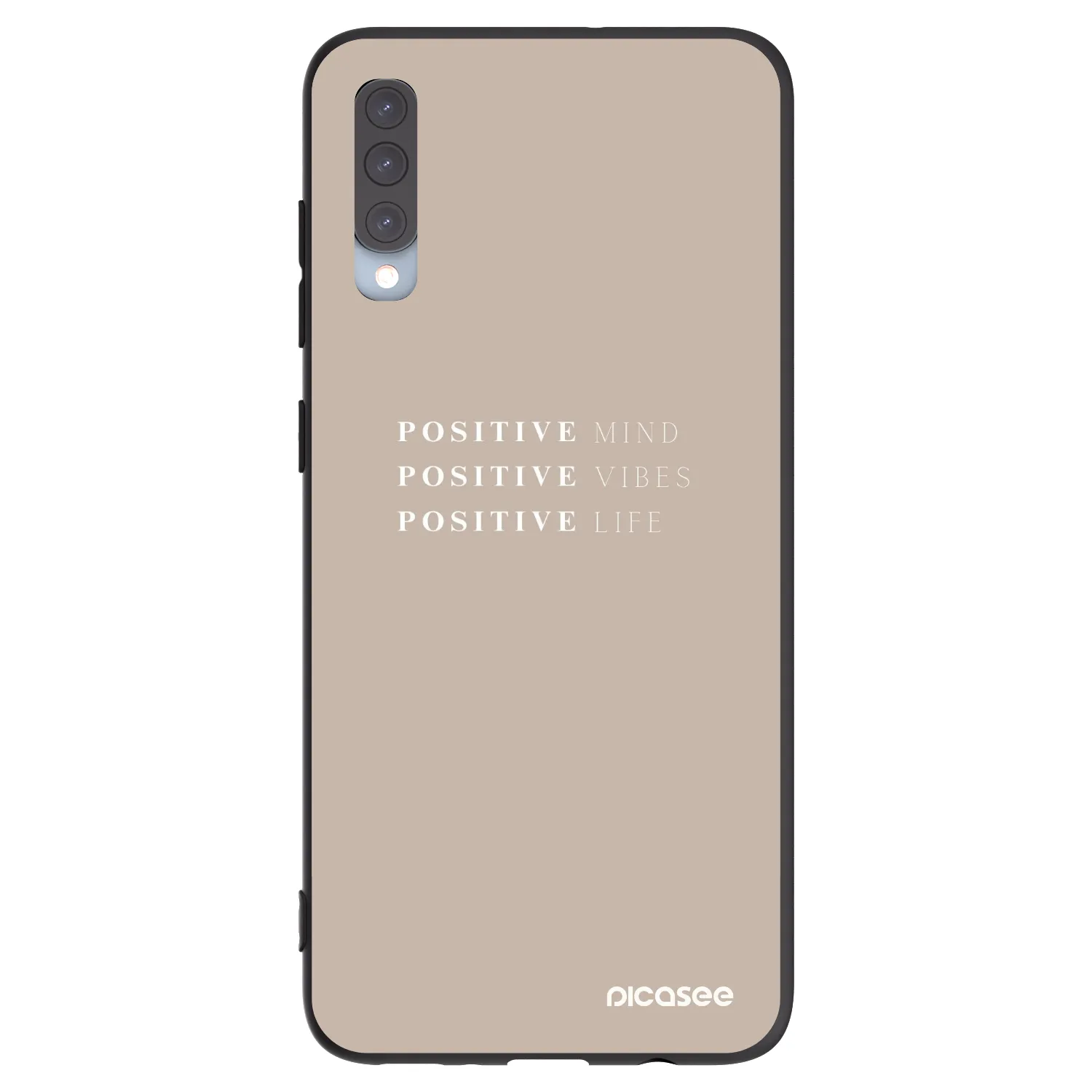 Picasee fekete szilikon tok az alábbi mobiltelefonokra Samsung Galaxy A70 A705F - Positive Vibes