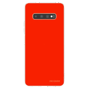 Picasee átlátszó szilikon tok az alábbi mobiltelefonokra Samsung Galaxy S10 Plus G975 - Maranello Red