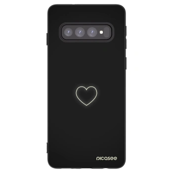 Picasee fekete szilikon tok az alábbi mobiltelefonokra Samsung Galaxy S10 G973 - Heart