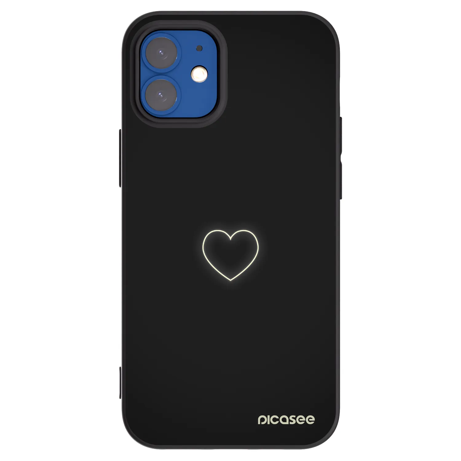 Picasee fekete szilikon tok az alábbi mobiltelefonokra Apple iPhone 12 mini - Heart