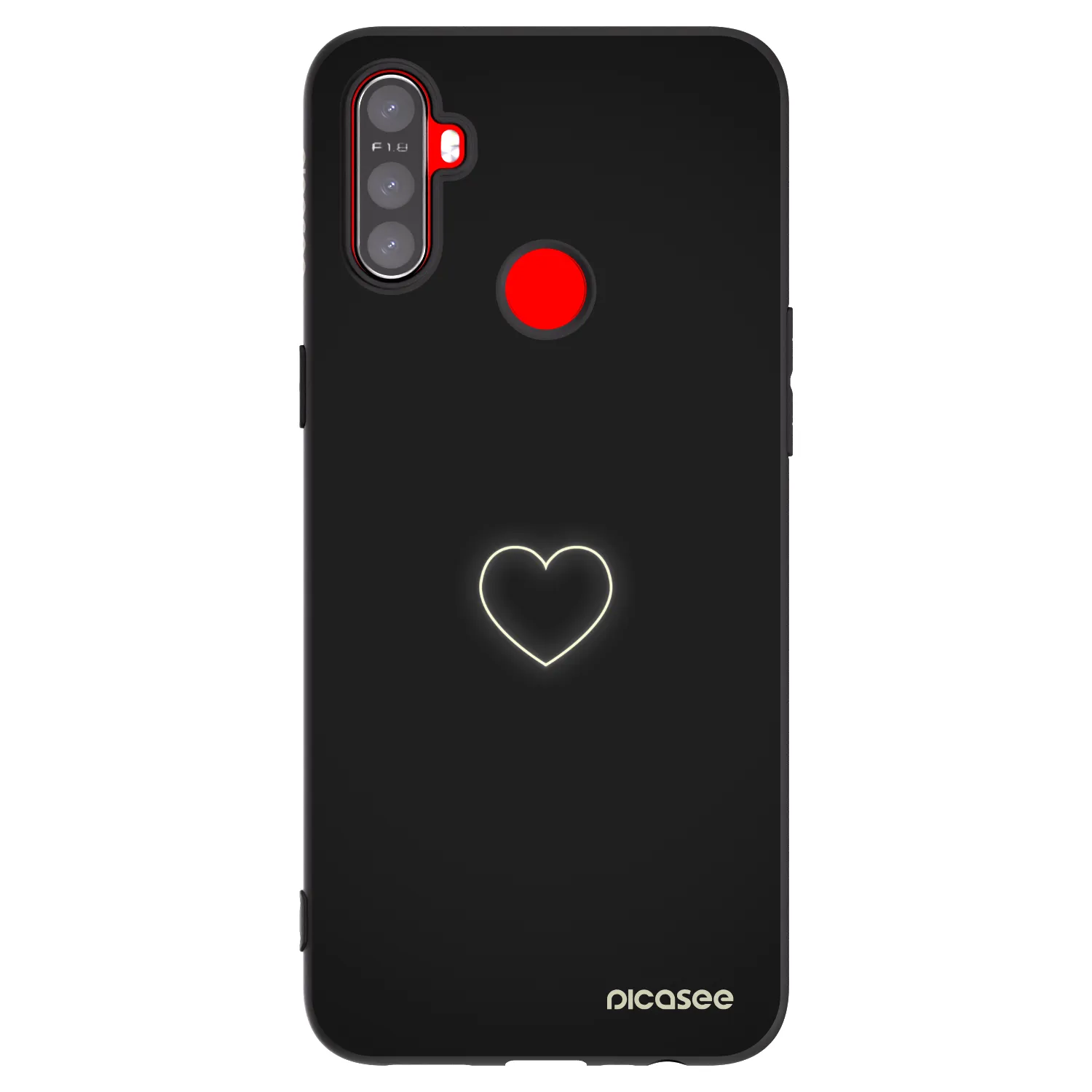 Picasee fekete szilikon tok az alábbi mobiltelefonokra Realme C3 - Heart