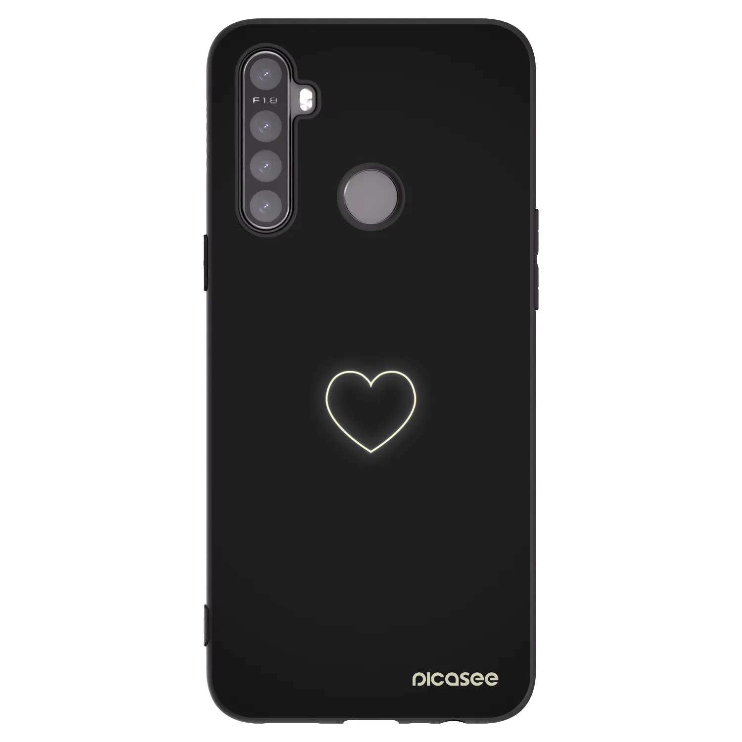 Picasee fekete szilikon tok az alábbi mobiltelefonokra Realme 5 - Heart