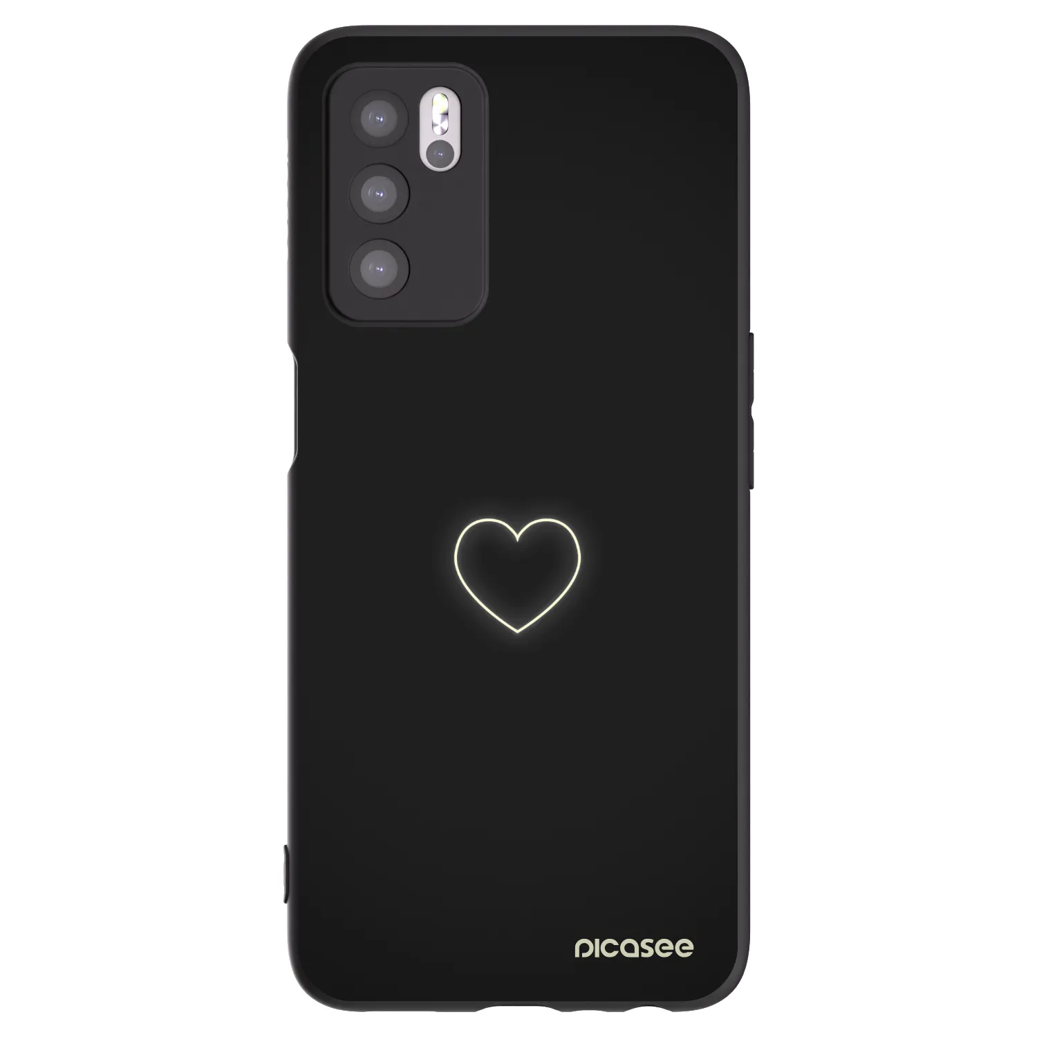 Picasee fekete szilikon tok az alábbi mobiltelefonokra OPPO A16s - Heart