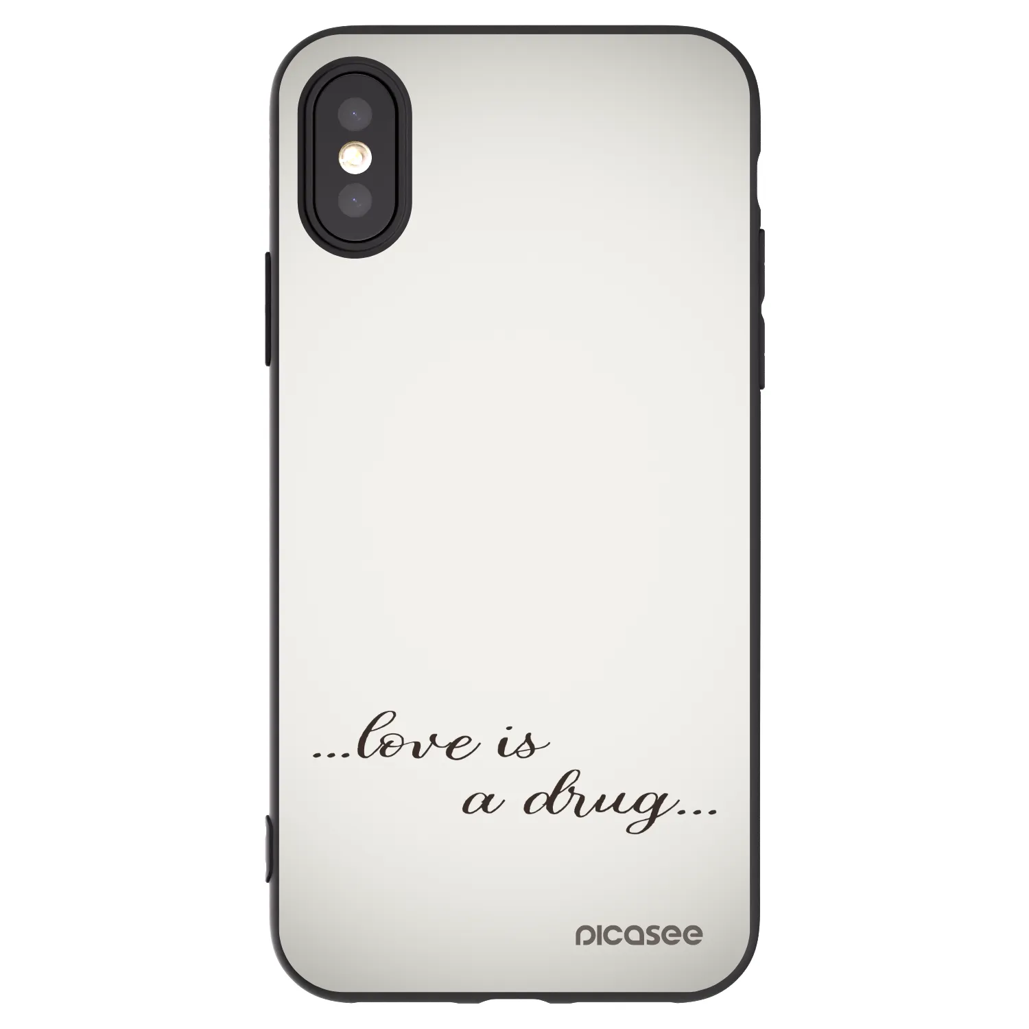 Picasee fekete szilikon tok az alábbi mobiltelefonokra Apple iPhone X/XS - Love is a drug