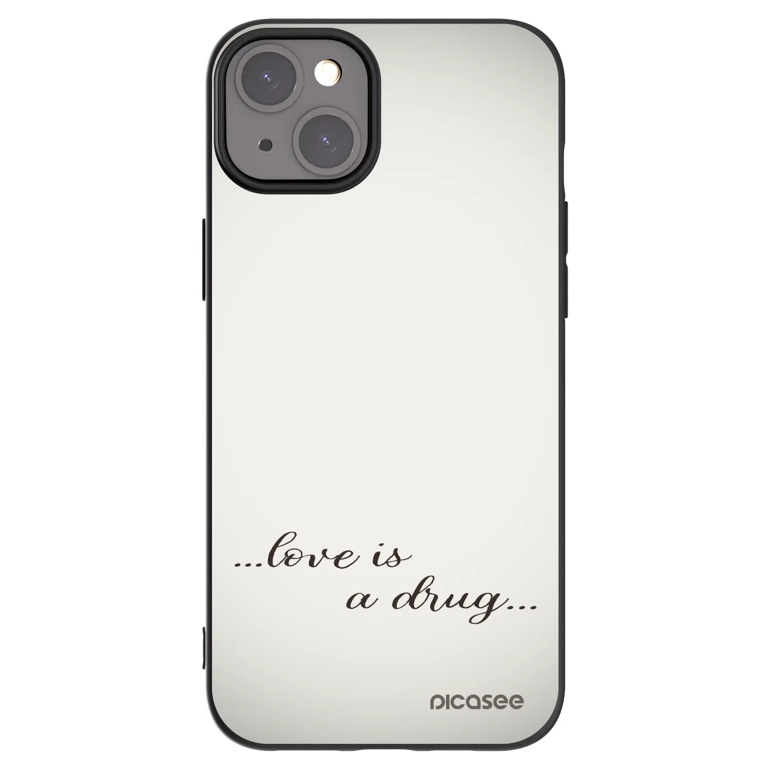Picasee fekete szilikon tok az alábbi mobiltelefonokra Apple iPhone 15 Plus - Love is a drug