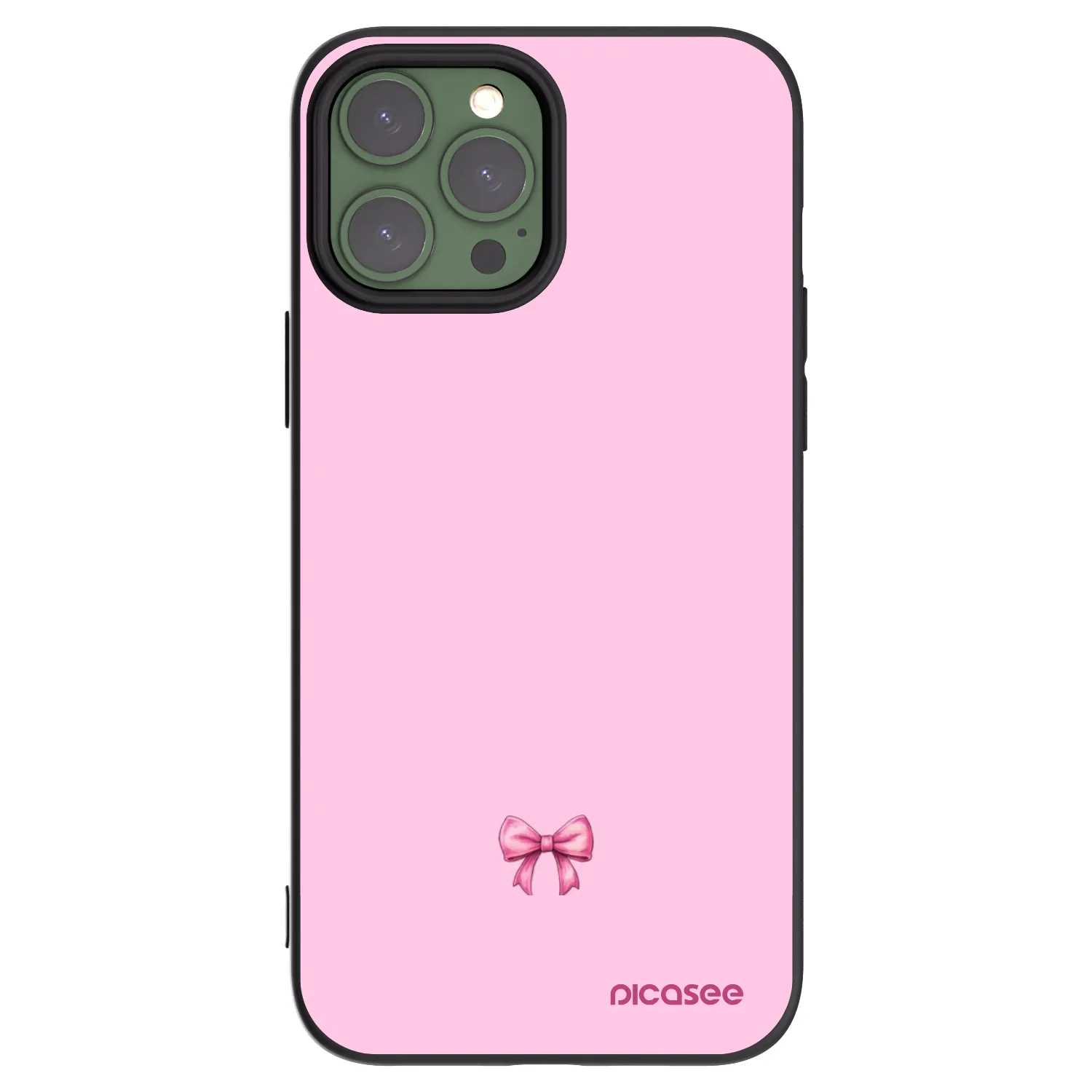 Picasee fekete szilikon tok az alábbi mobiltelefonokra Apple iPhone 13 Pro Max - Blush bow