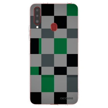Picasee átlátszó szilikon tok az alábbi mobiltelefonokra Samsung Galaxy A20s - Block Grid