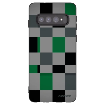 Picasee fekete szilikon tok az alábbi mobiltelefonokra Samsung Galaxy S10 G973 - Block Grid