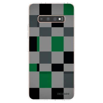 Picasee átlátszó szilikon tok az alábbi mobiltelefonokra Samsung Galaxy S10 Plus G975 - Block Grid
