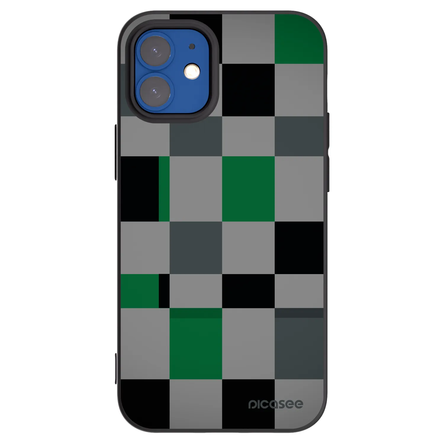 Picasee fekete szilikon tok az alábbi mobiltelefonokra Apple iPhone 12 mini - Block Grid