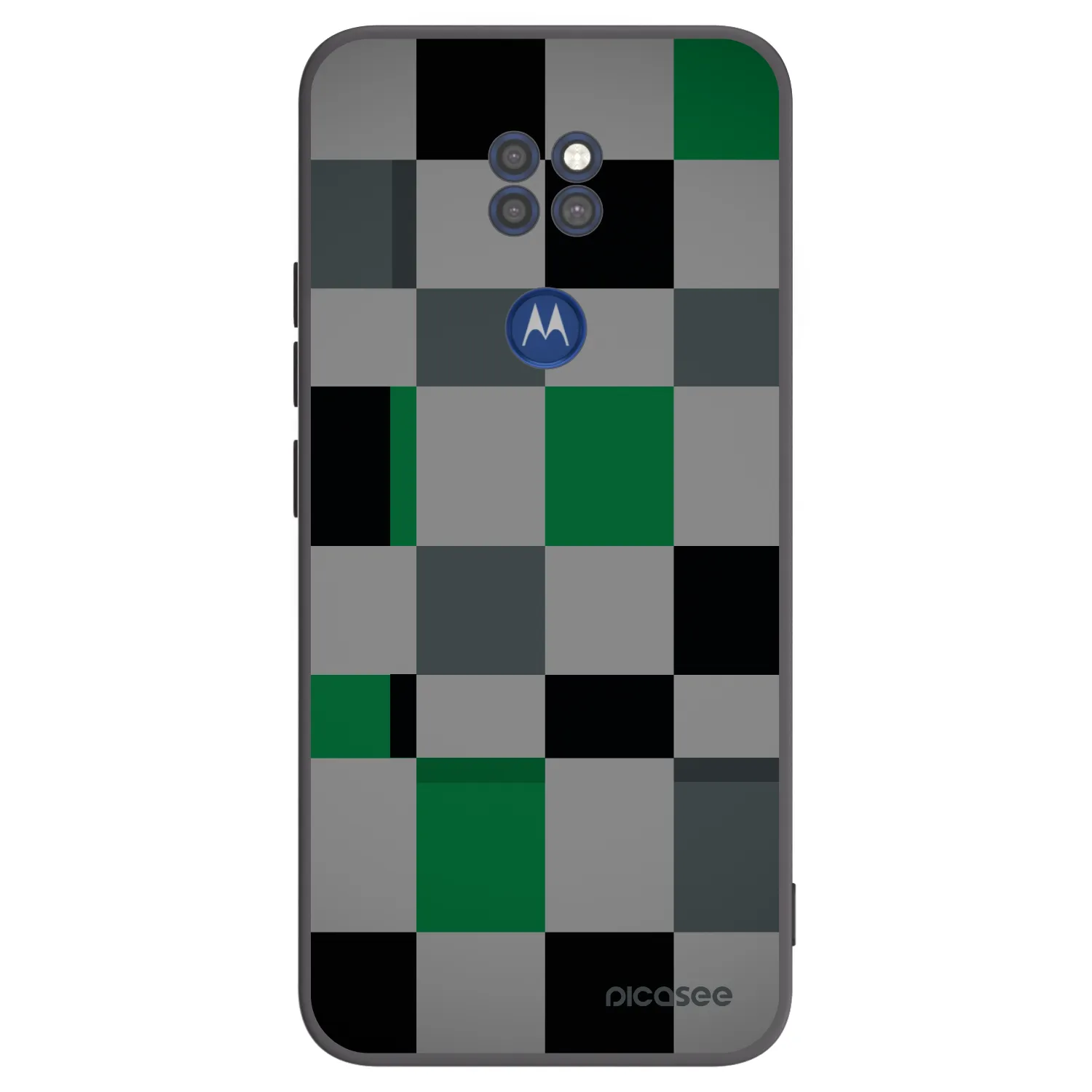 Picasee fekete szilikon tok az alábbi mobiltelefonokra Motorola Moto G9 Play - Block Grid