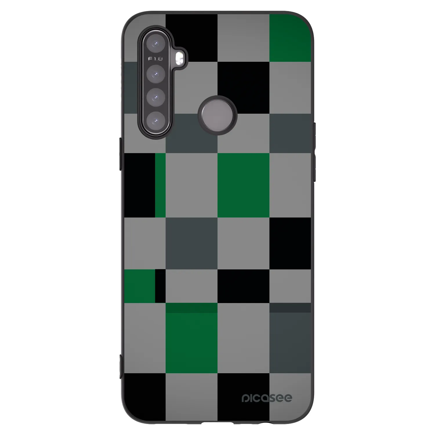 Picasee fekete szilikon tok az alábbi mobiltelefonokra Realme 5 - Block Grid