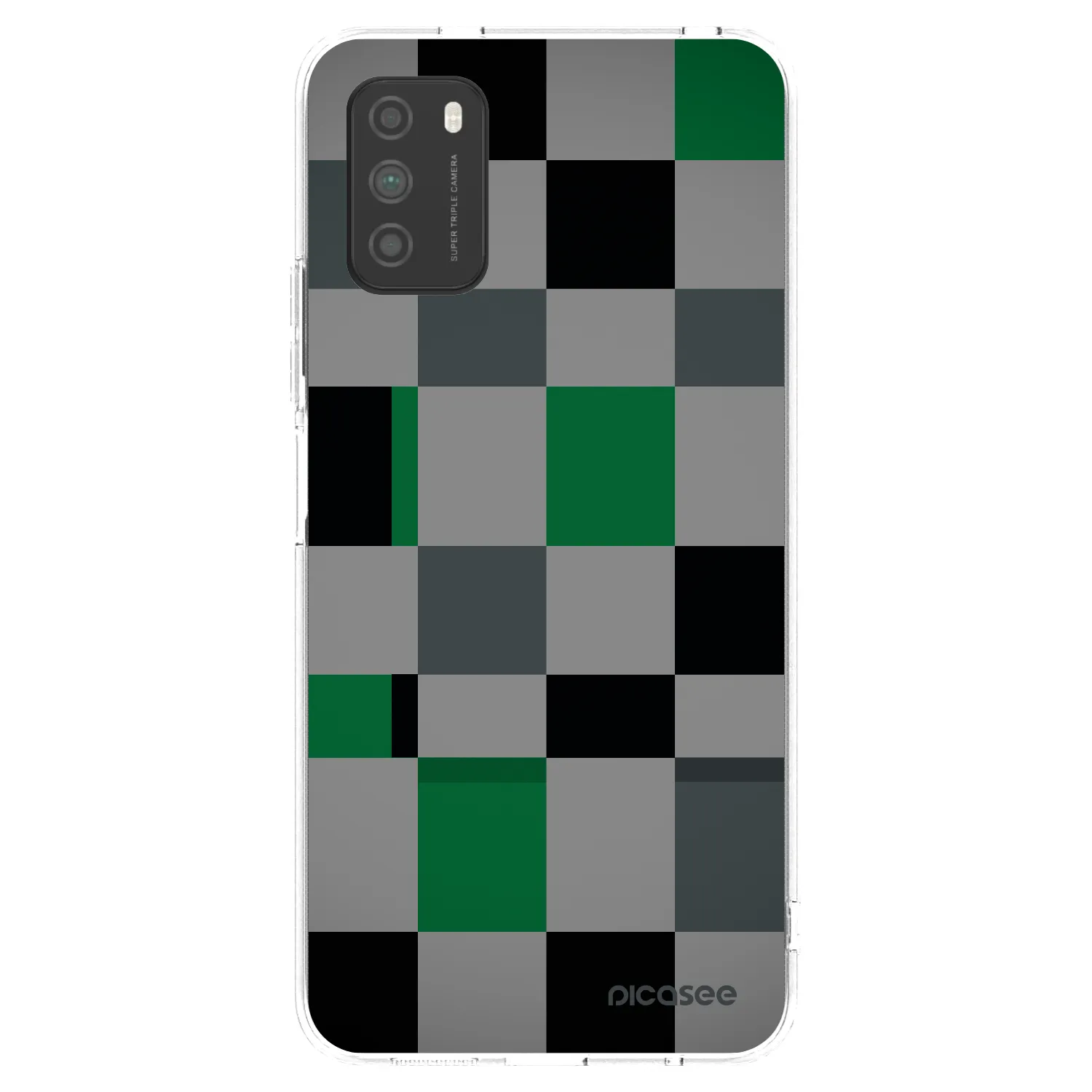 Picasee átlátszó szilikon tok az alábbi mobiltelefonokra Xiaomi Poco M3 - Block Grid