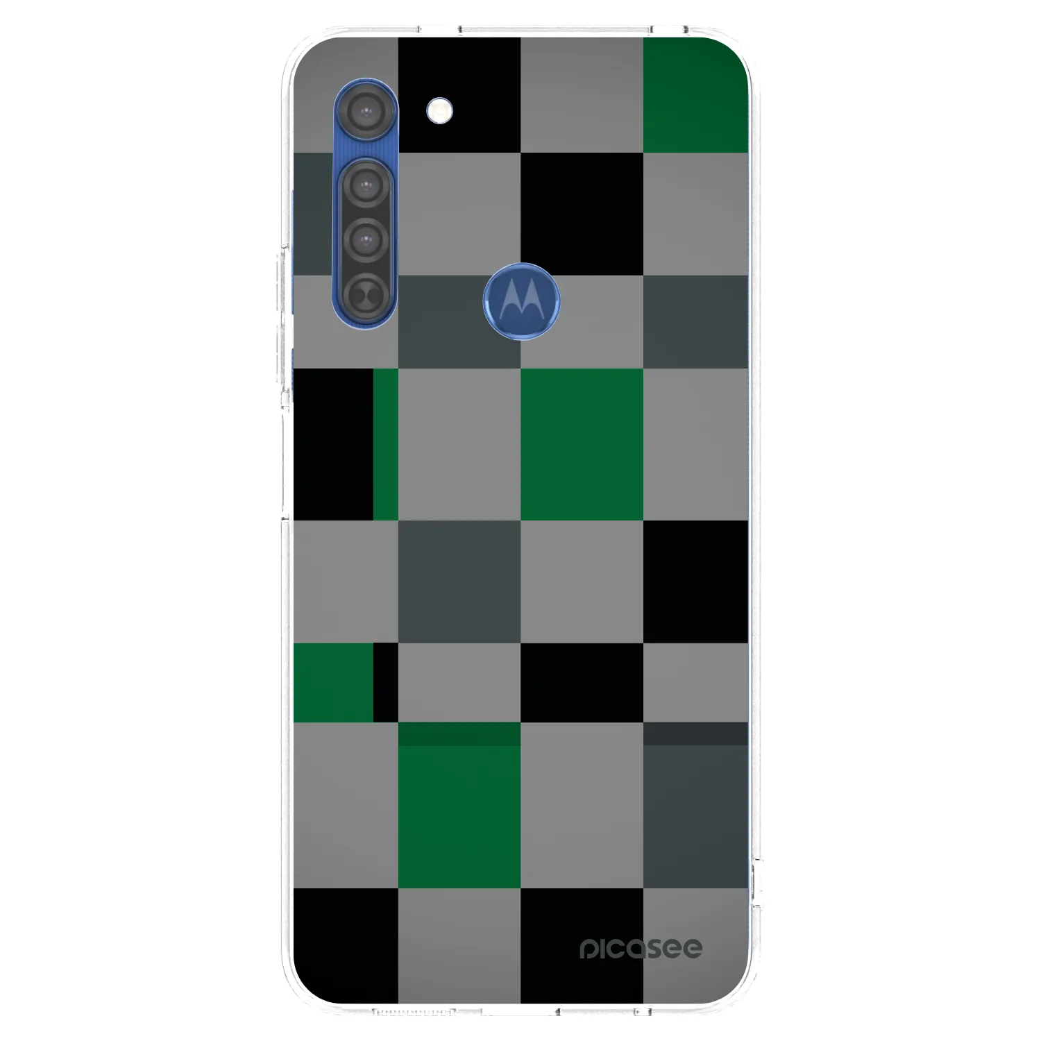 Picasee átlátszó szilikon tok az alábbi mobiltelefonokra Motorola Moto G8 - Block Grid