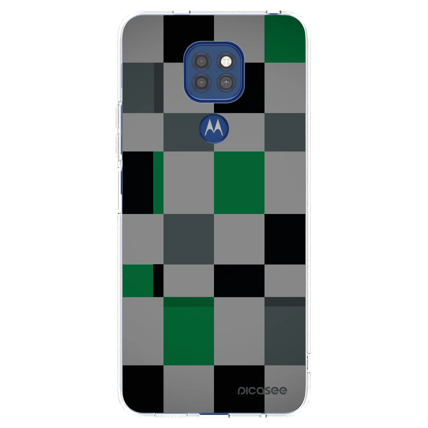 Picasee átlátszó szilikon tok az alábbi mobiltelefonokra Motorola Moto G9 Play - Block Grid