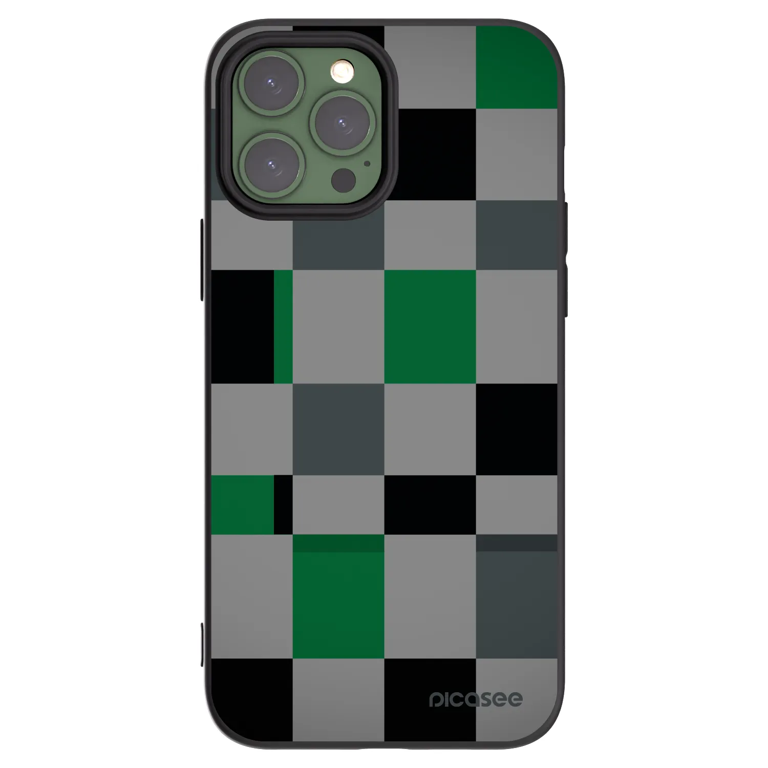 Picasee fekete szilikon tok az alábbi mobiltelefonokra Apple iPhone 13 Pro Max - Block Grid
