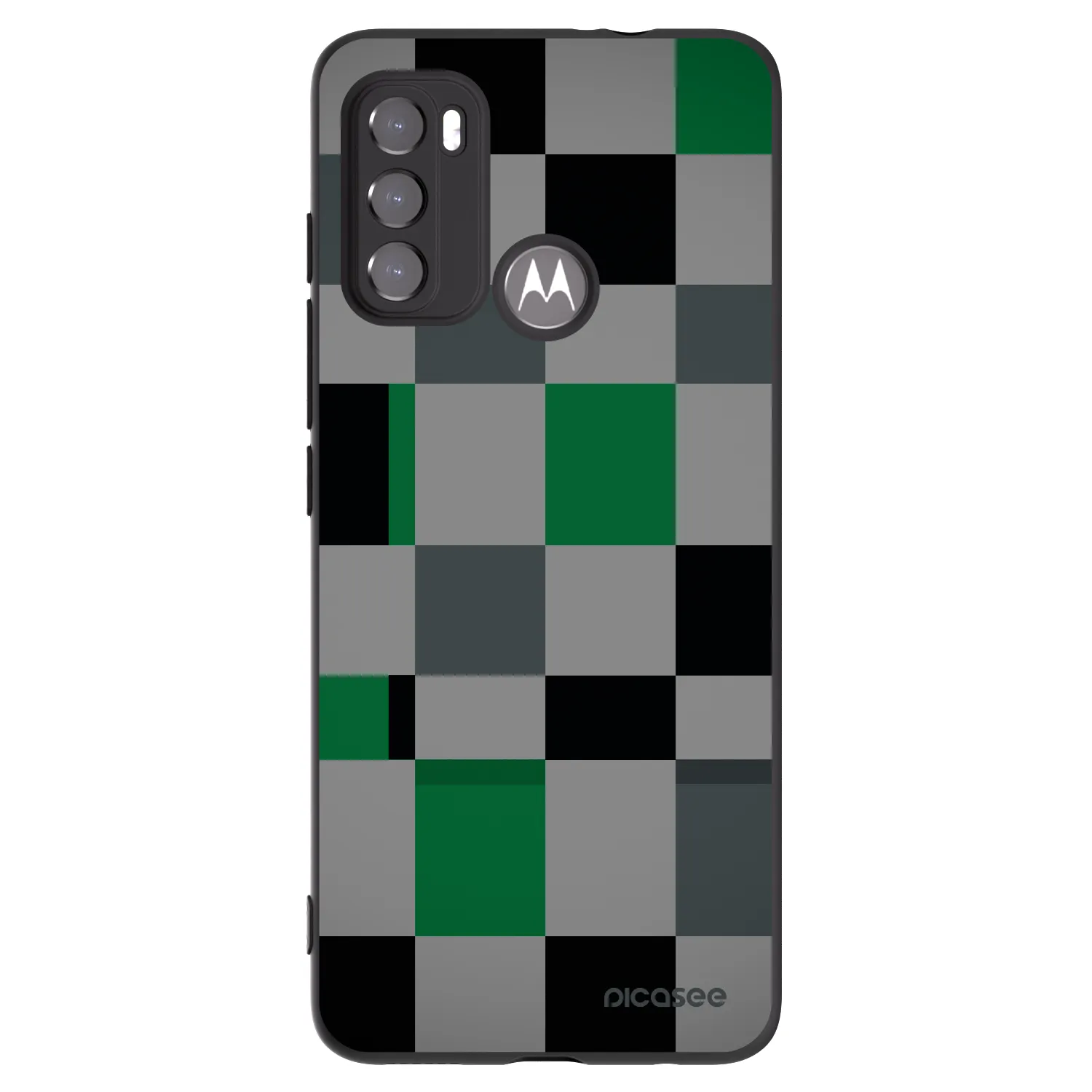 Picasee fekete szilikon tok az alábbi mobiltelefonokra Motorola Moto G60 - Block Grid