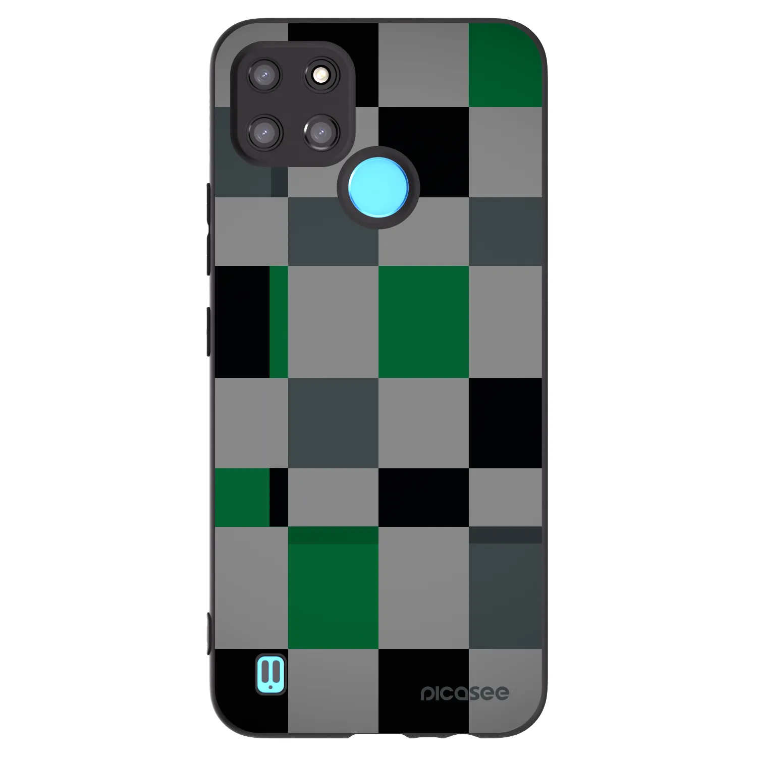 Picasee fekete szilikon tok az alábbi mobiltelefonokra Realme C21Y - Block Grid