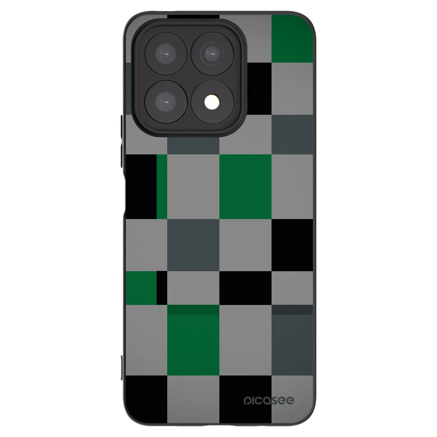 Picasee fekete szilikon tok az alábbi mobiltelefonokra Honor X8a - Block Grid
