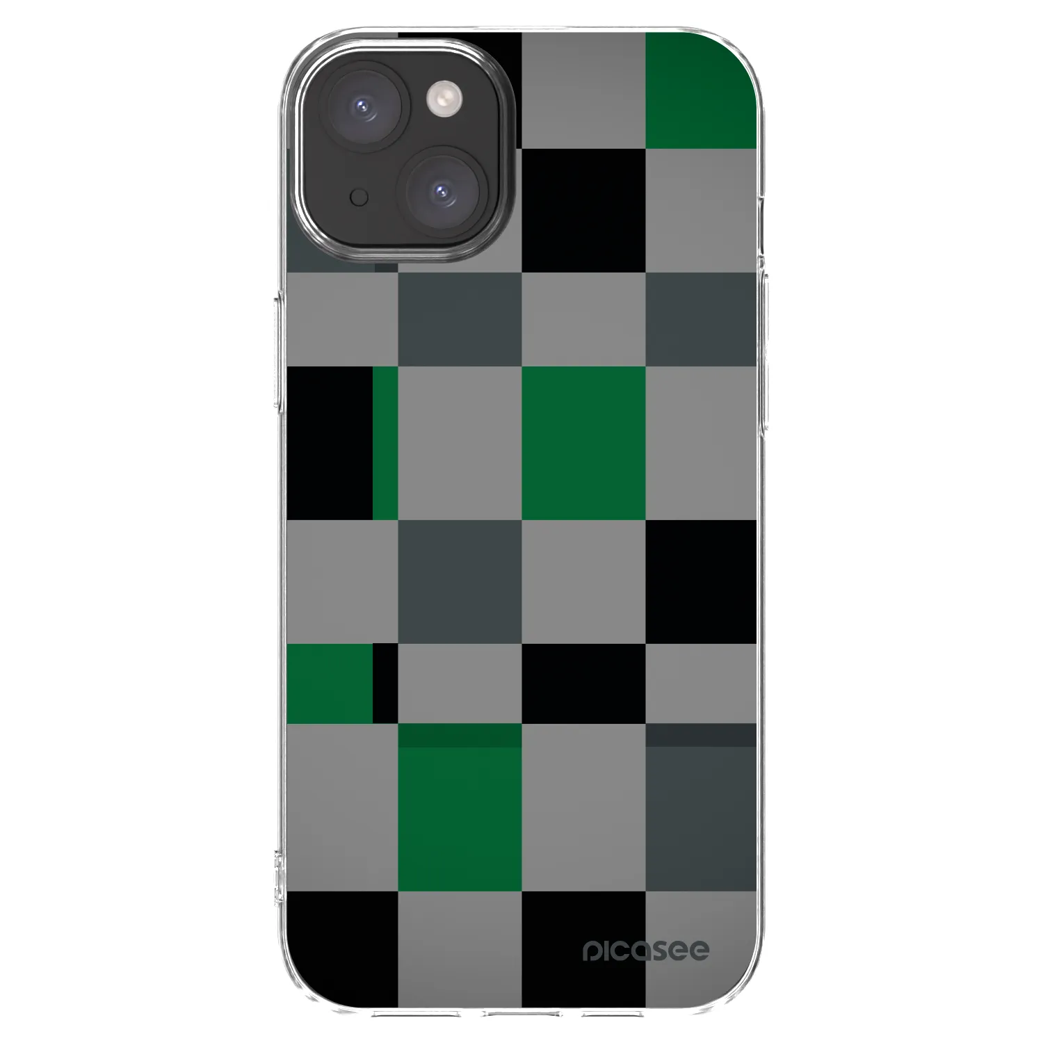 Picasee átlátszó szilikon tok az alábbi mobiltelefonokra Apple iPhone 15 Plus - Block Grid