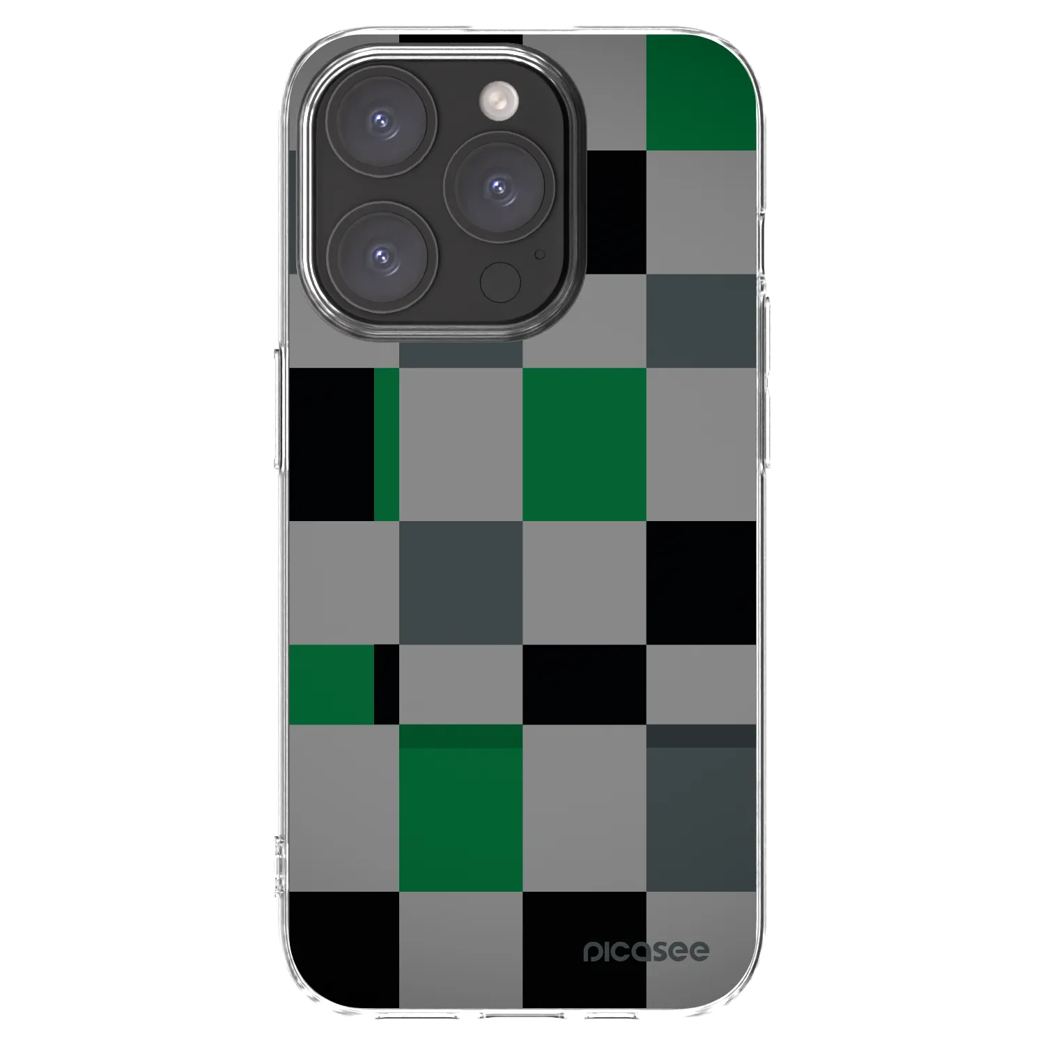 Picasee átlátszó szilikon tok az alábbi mobiltelefonokra Apple iPhone 15 Pro - Block Grid