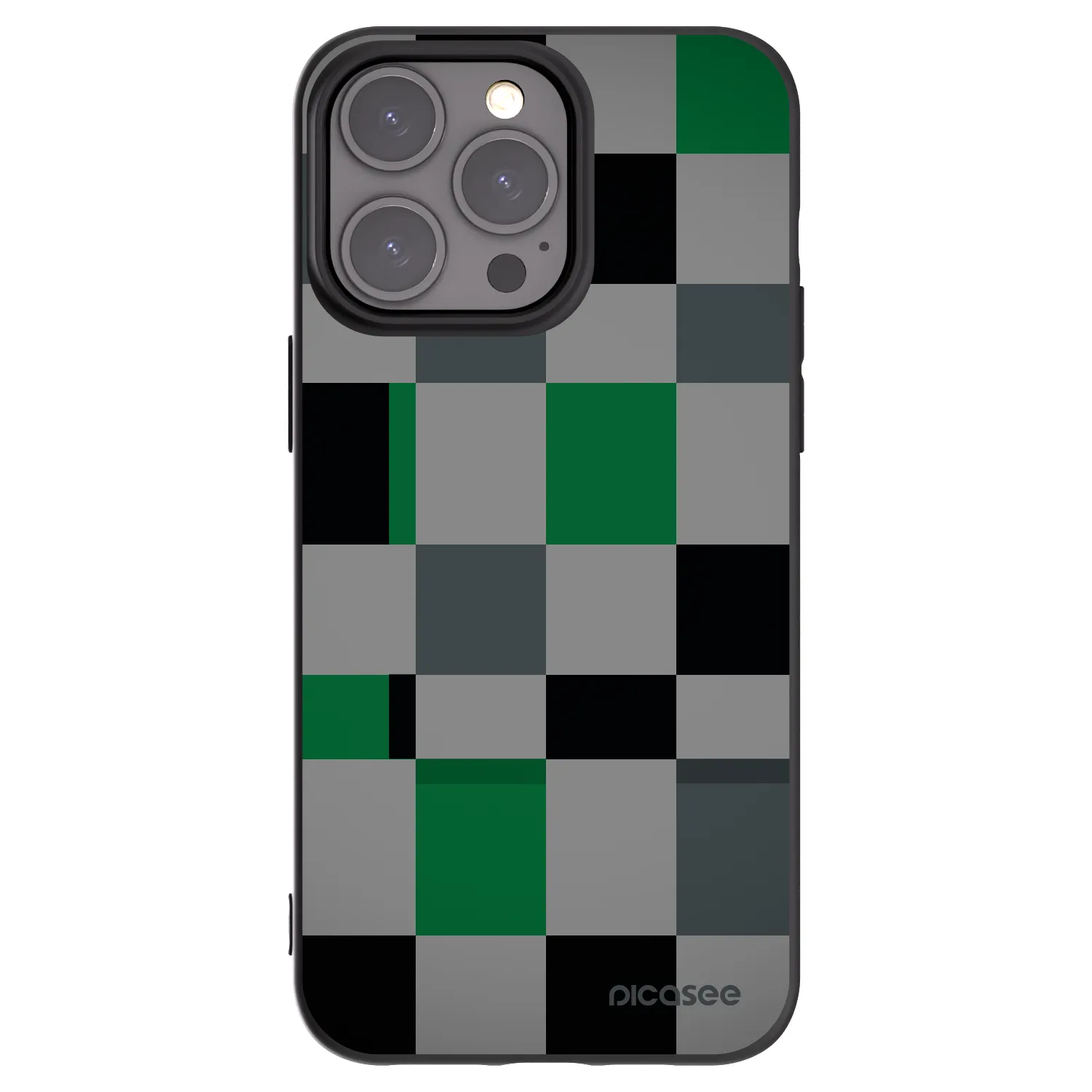 Picasee fekete szilikon tok az alábbi mobiltelefonokra Apple iPhone 15 Pro Max - Block Grid