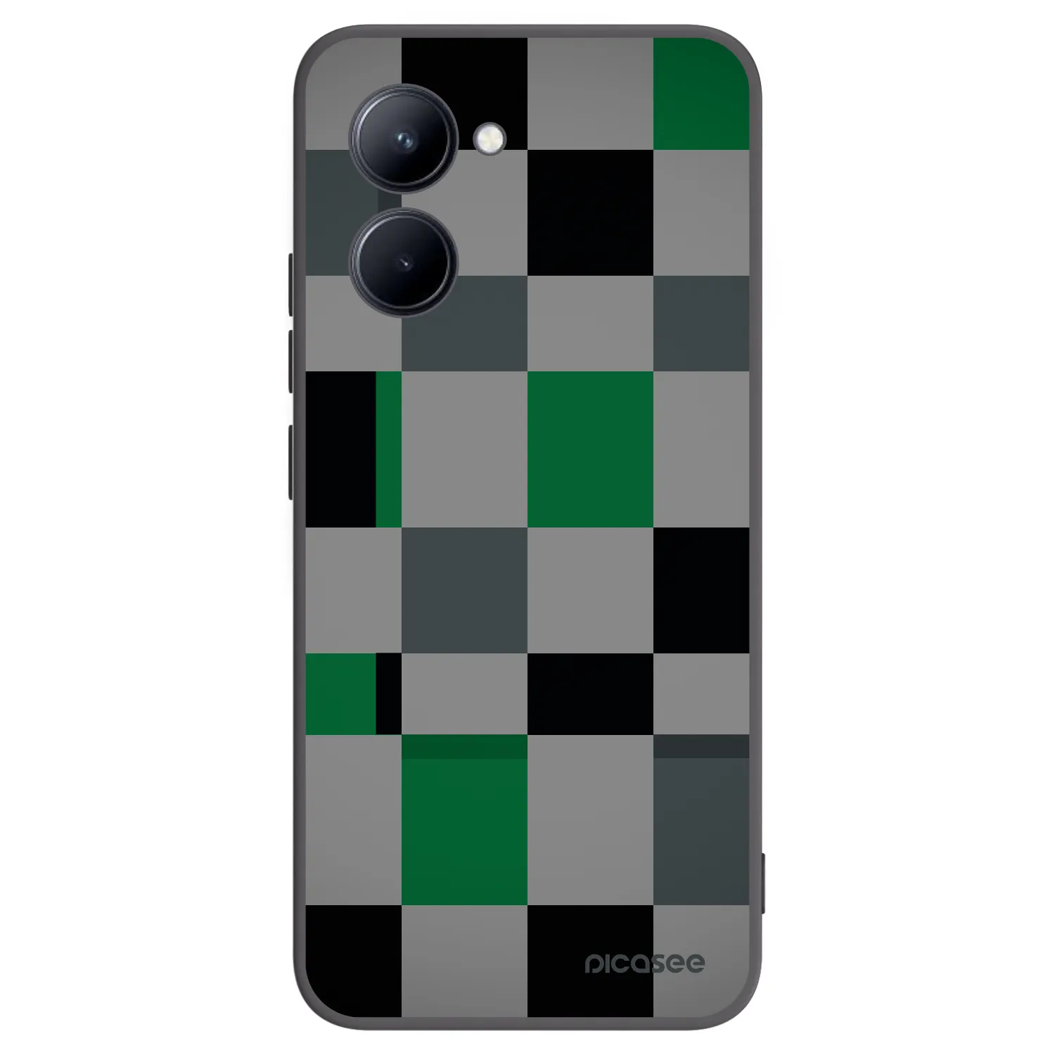 Picasee fekete szilikon tok az alábbi mobiltelefonokra Realme C33 (2023) - Block Grid