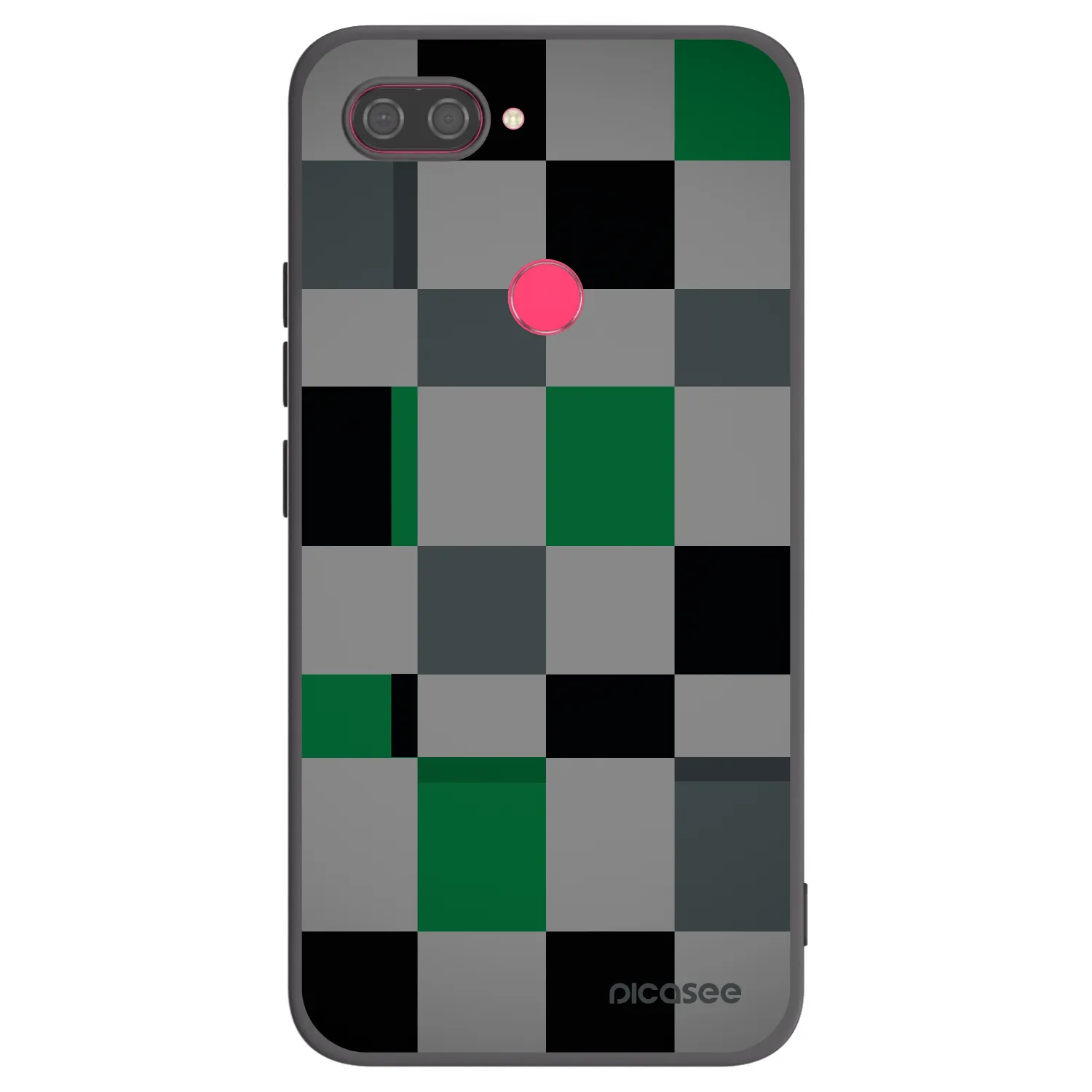 Picasee fekete szilikon tok az alábbi mobiltelefonokra Xiaomi Mi 8 Lite - Block Grid