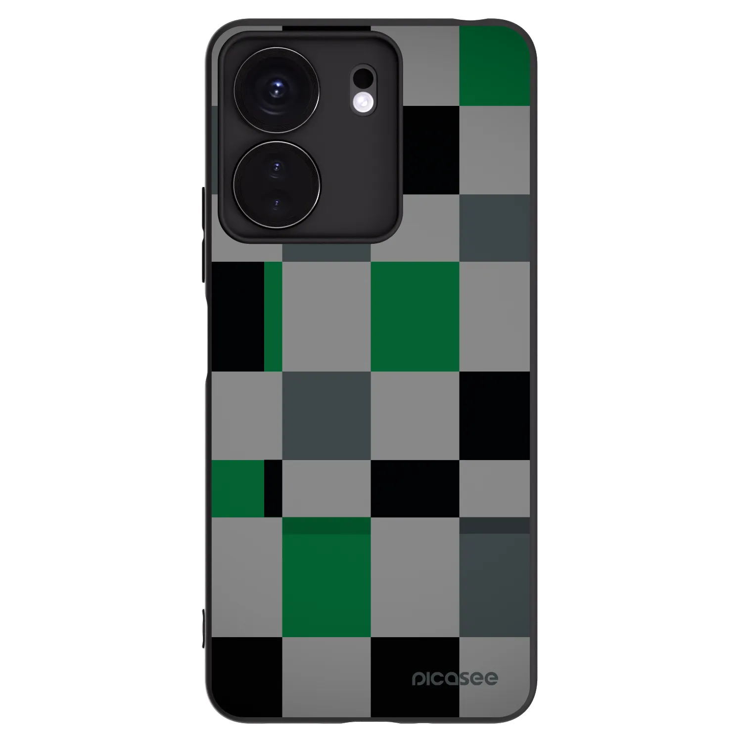 Picasee fekete szilikon tok az alábbi mobiltelefonokra Xiaomi Redmi 13C 4G - Block Grid