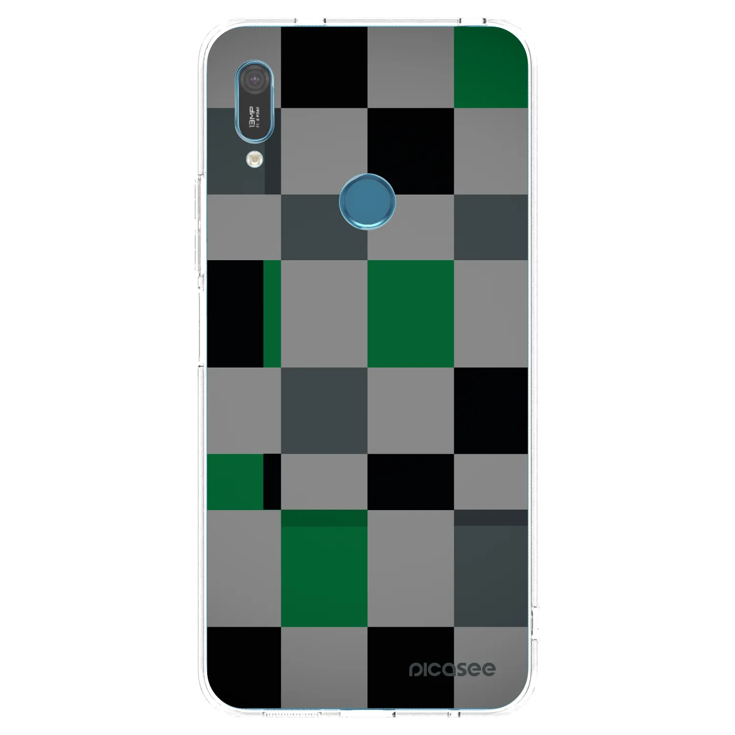 Picasee átlátszó szilikon tok az alábbi mobiltelefonokra Huawei Y6 2019 - Block Grid